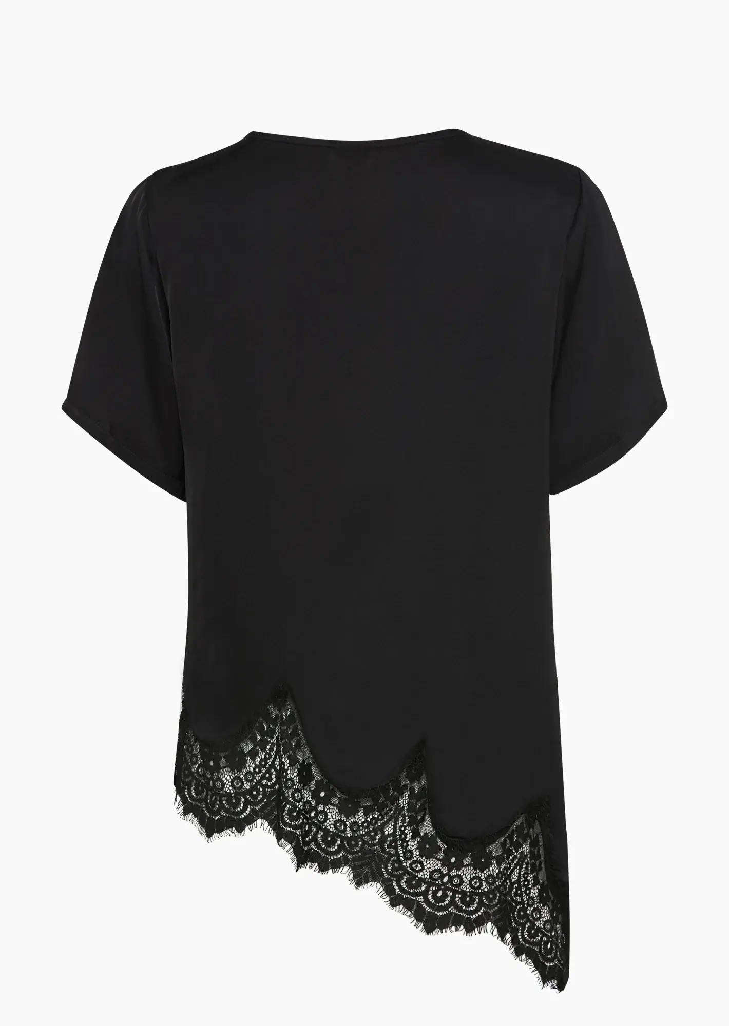 asymmetrisches Shirt aus Viskose-Satin, schwarz