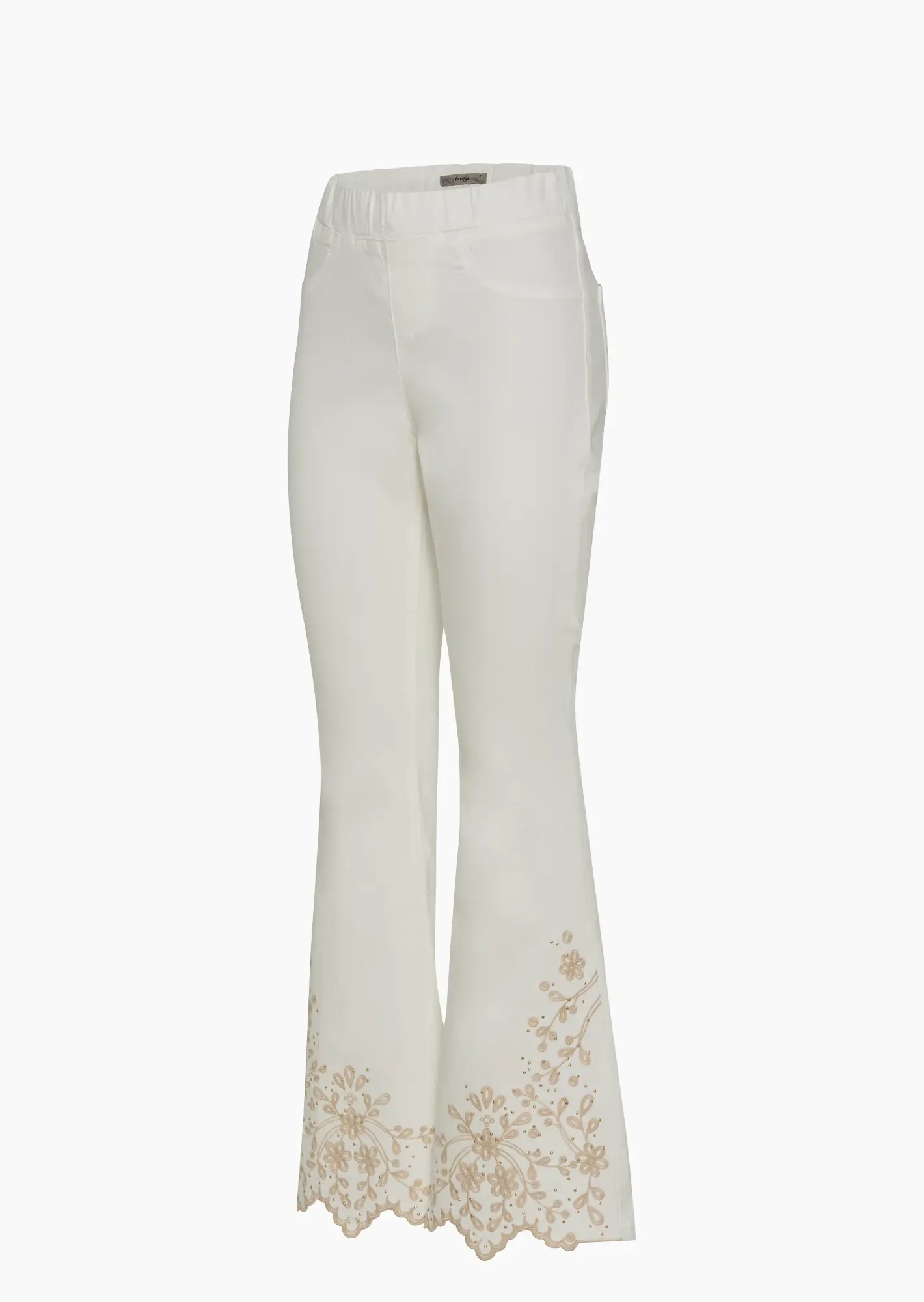 Jeggings im Bootcut-Style & Stickerei, offwhite
