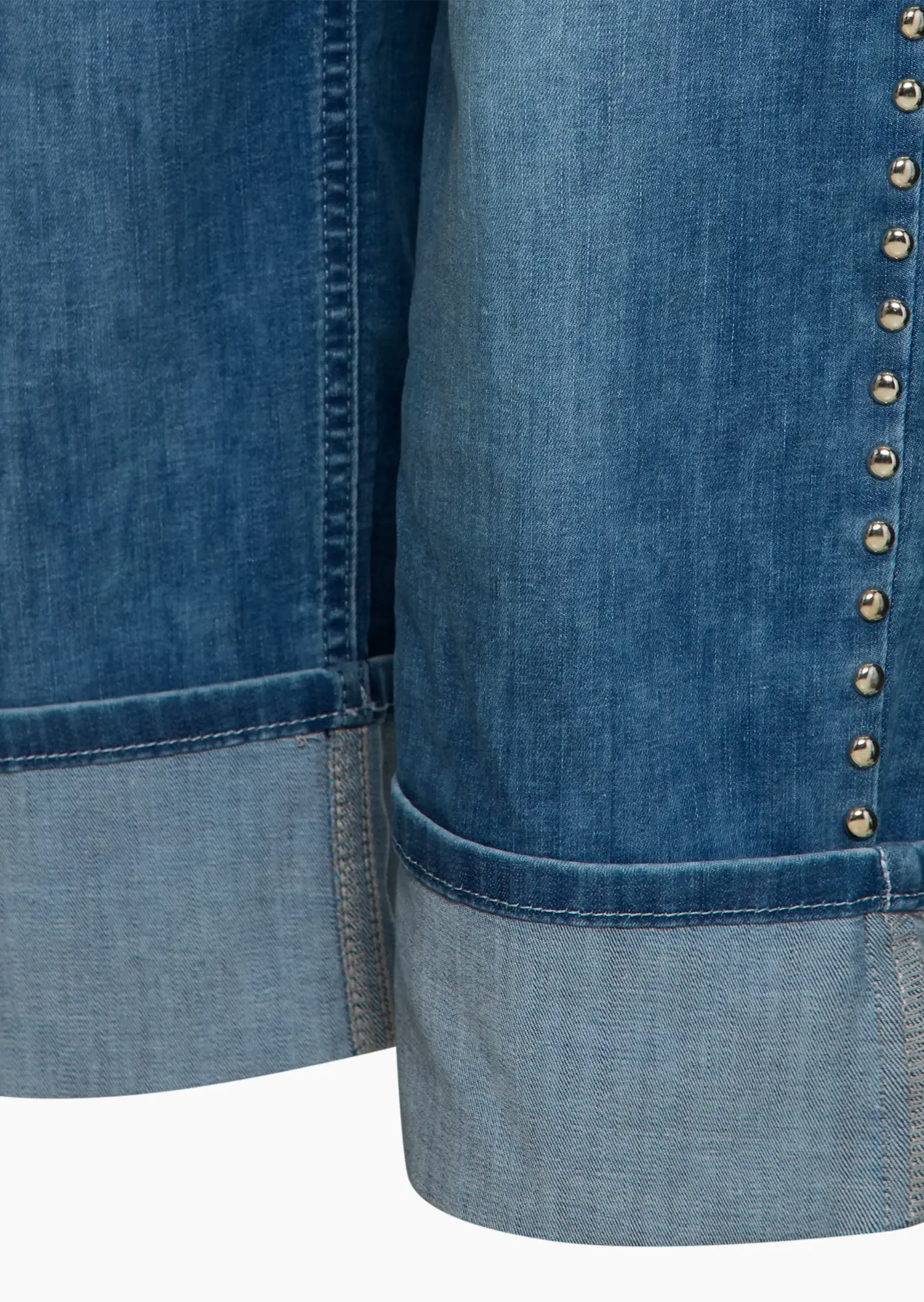 Wide Leg Jeans mit Galonstreifen, blue denim