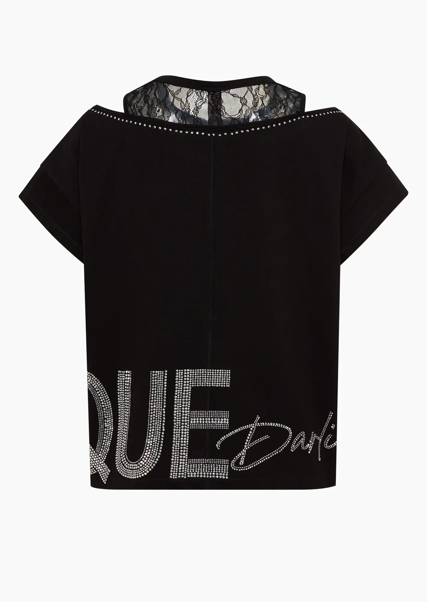 Shirt mit Spitze & Cut-Outs, schwarz