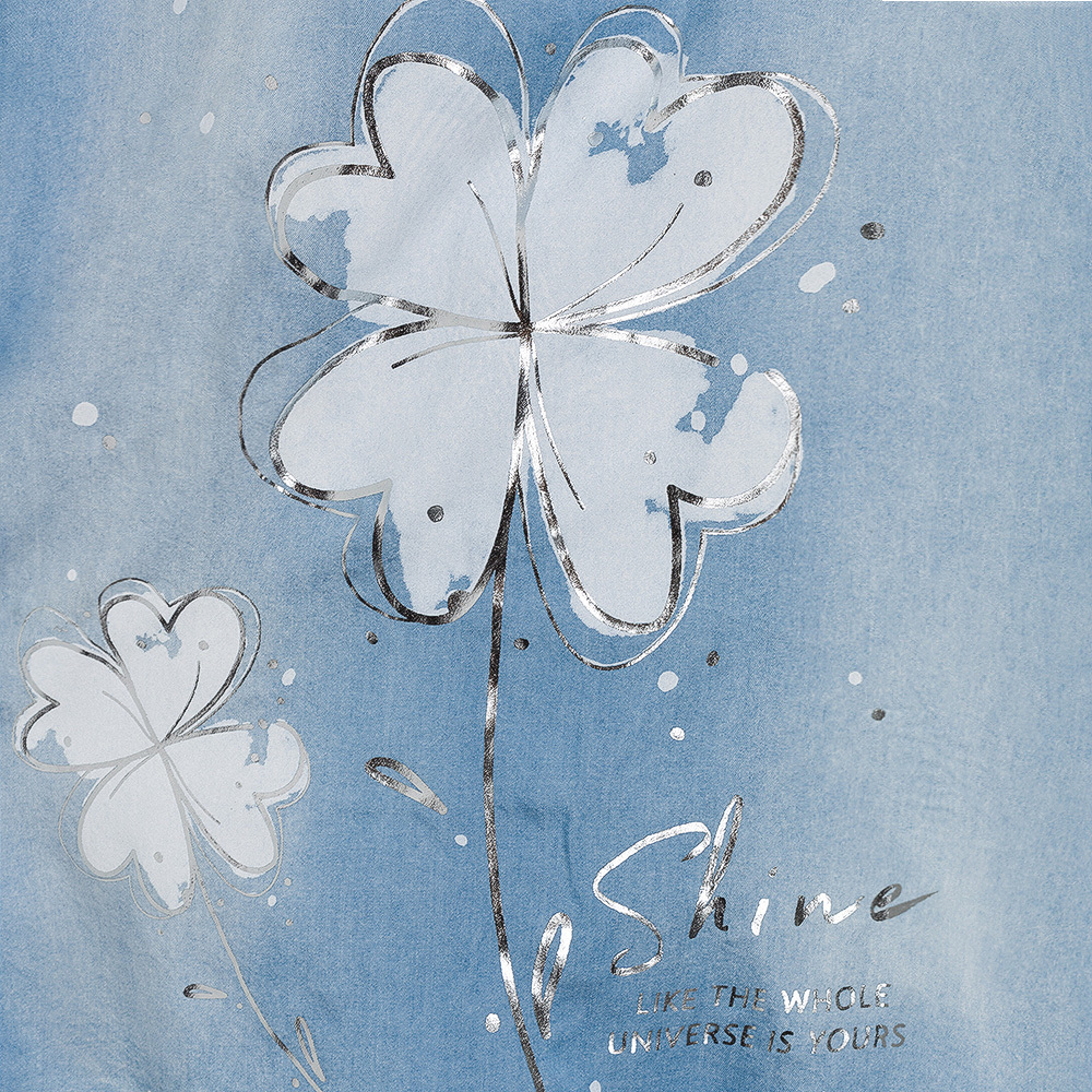 Bluse 'Kleeblatt', bleached denim