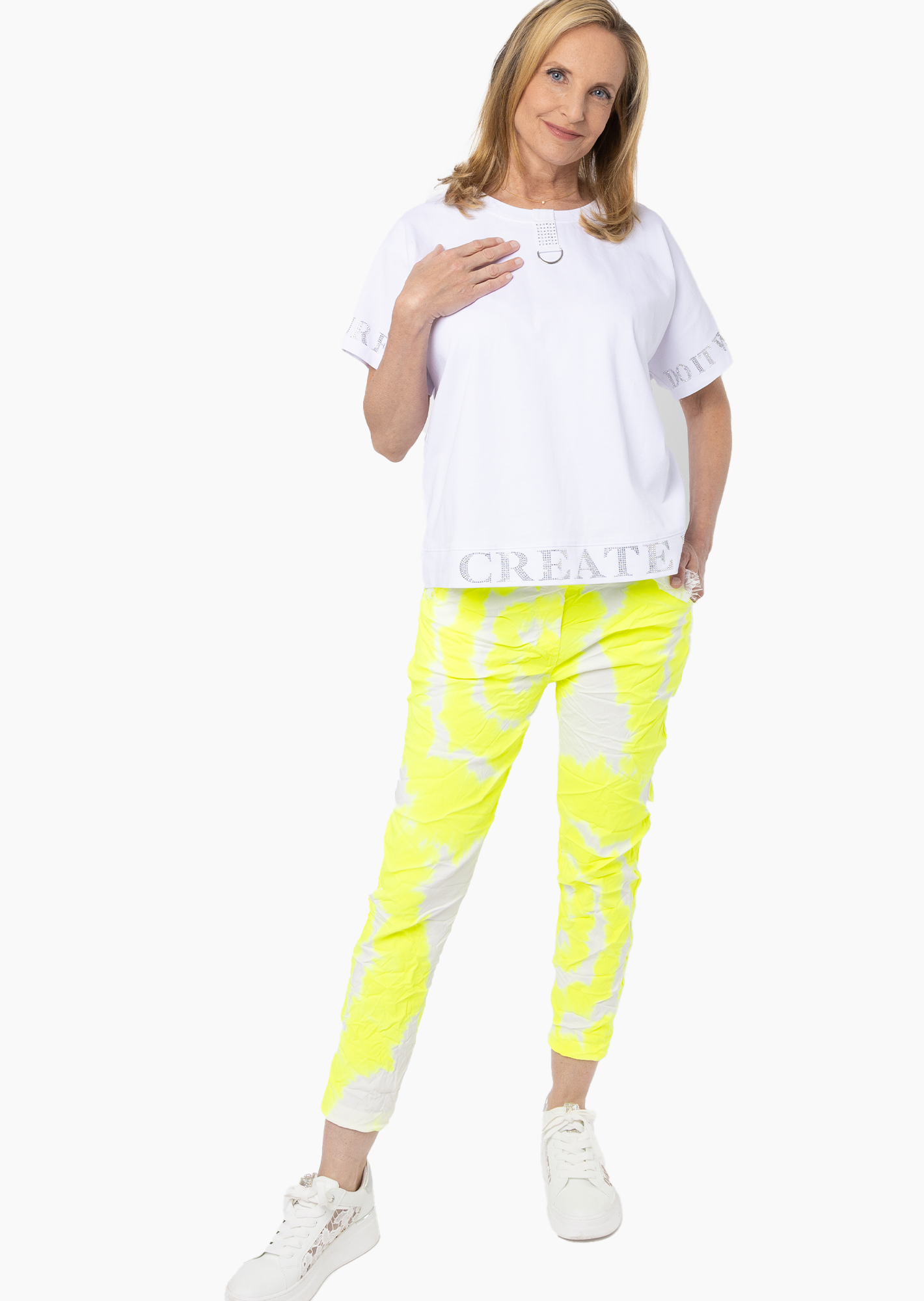 Joggpants im Graffitistyle, neongelb