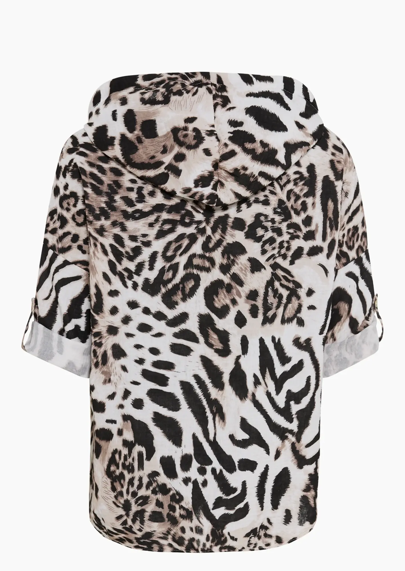 Bluse im Alloverleoprint, crema-schwarz