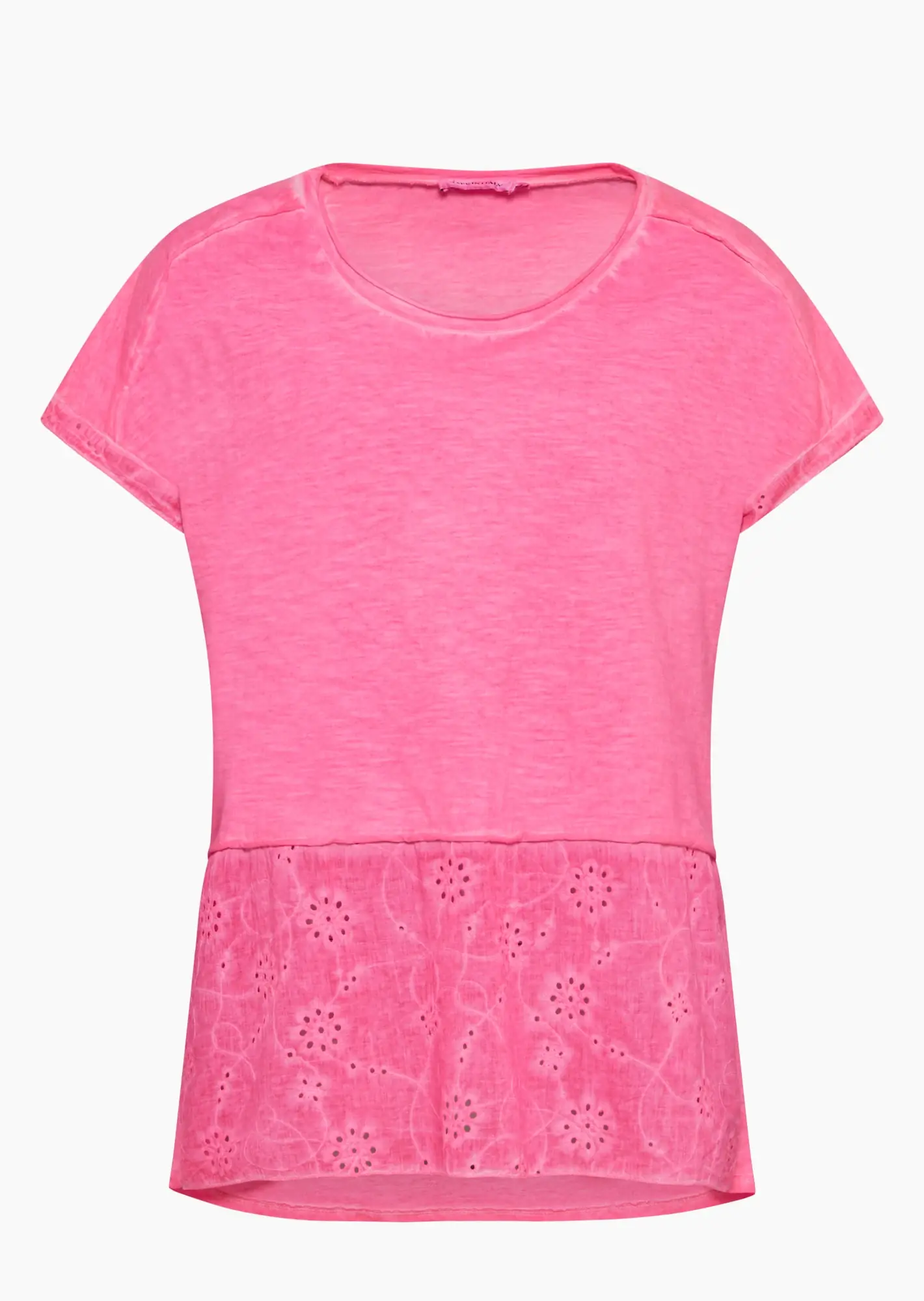 Shirt mit dekorativem Saum, neonpink