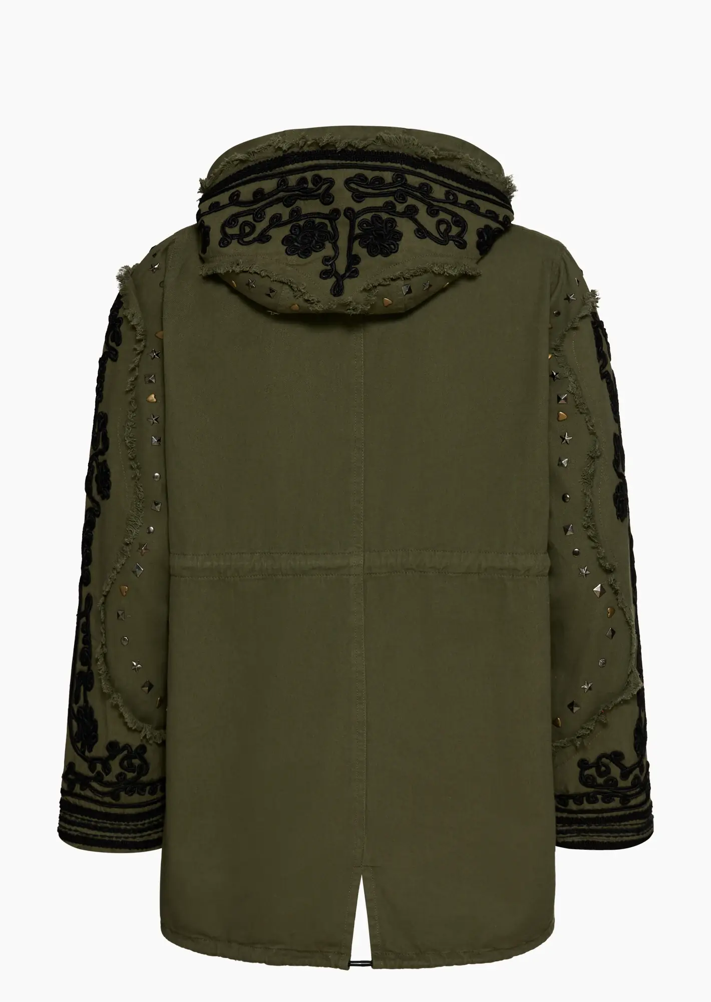 Jacke mit Stickerei- & Nietendetails, khaki