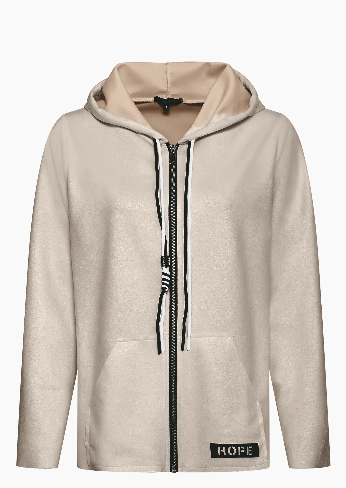 Jacke in Suede-Optik, crema