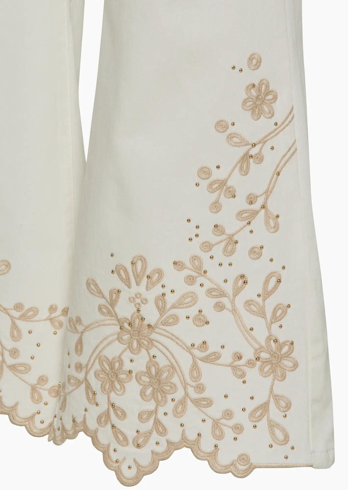 Jeggings im Bootcut-Style & Stickerei, offwhite