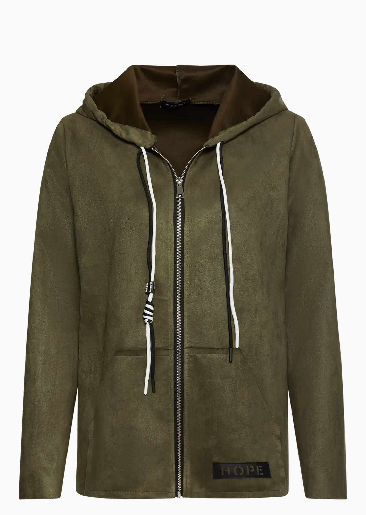 Jacke in Suede-Optik, oliv