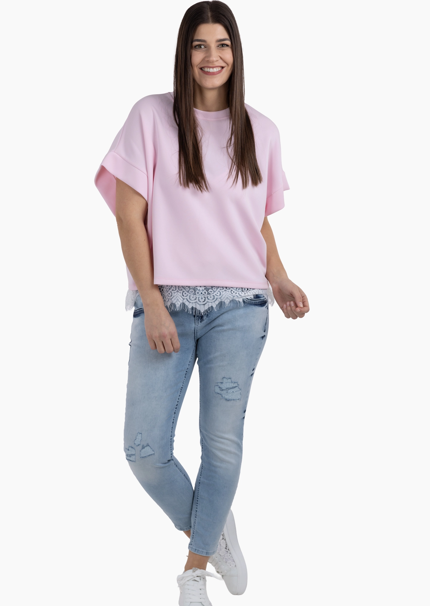 Jeans mit Destroyed-Optik, light blue denim