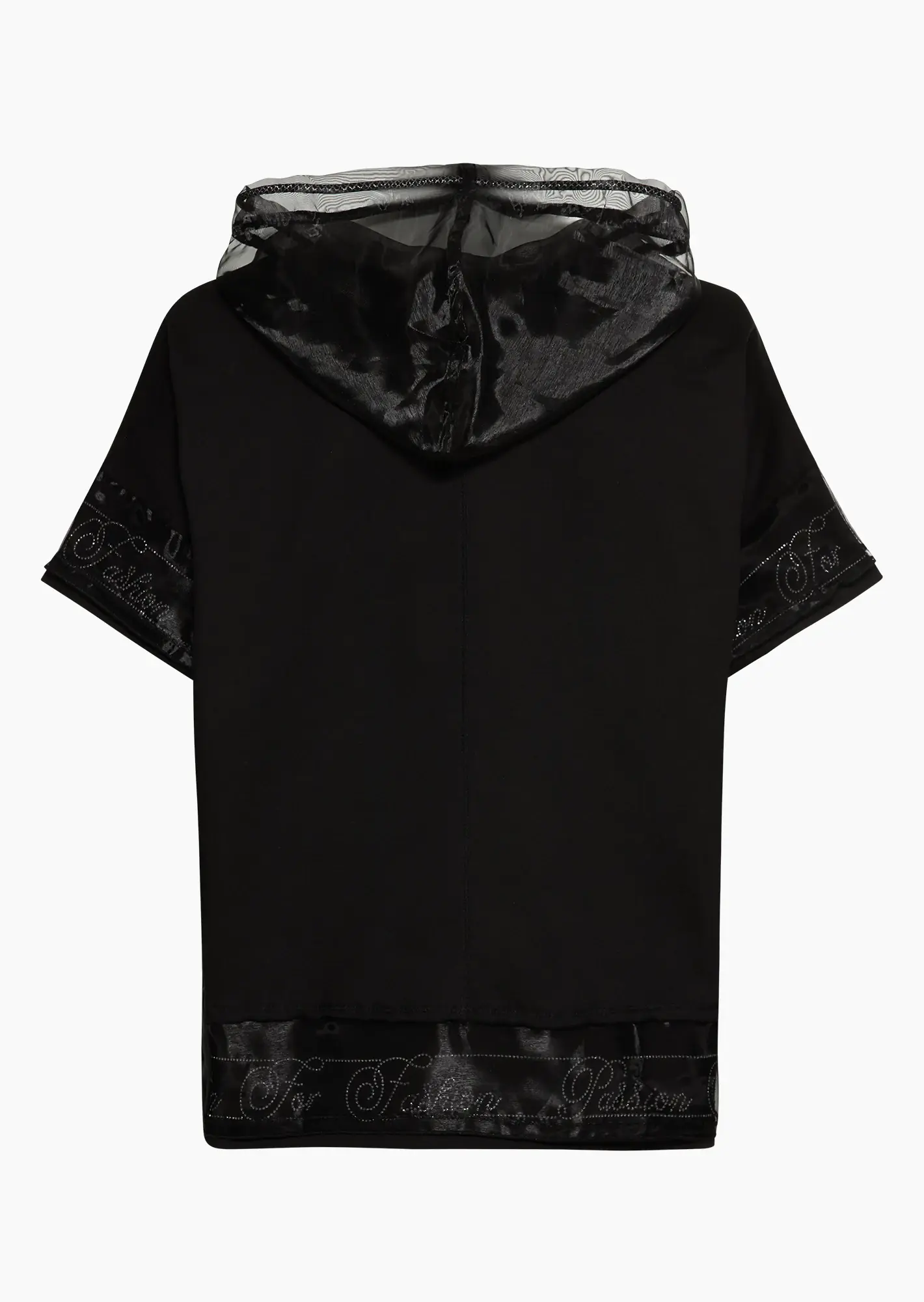 Shirt mit Organzadetails, schwarz