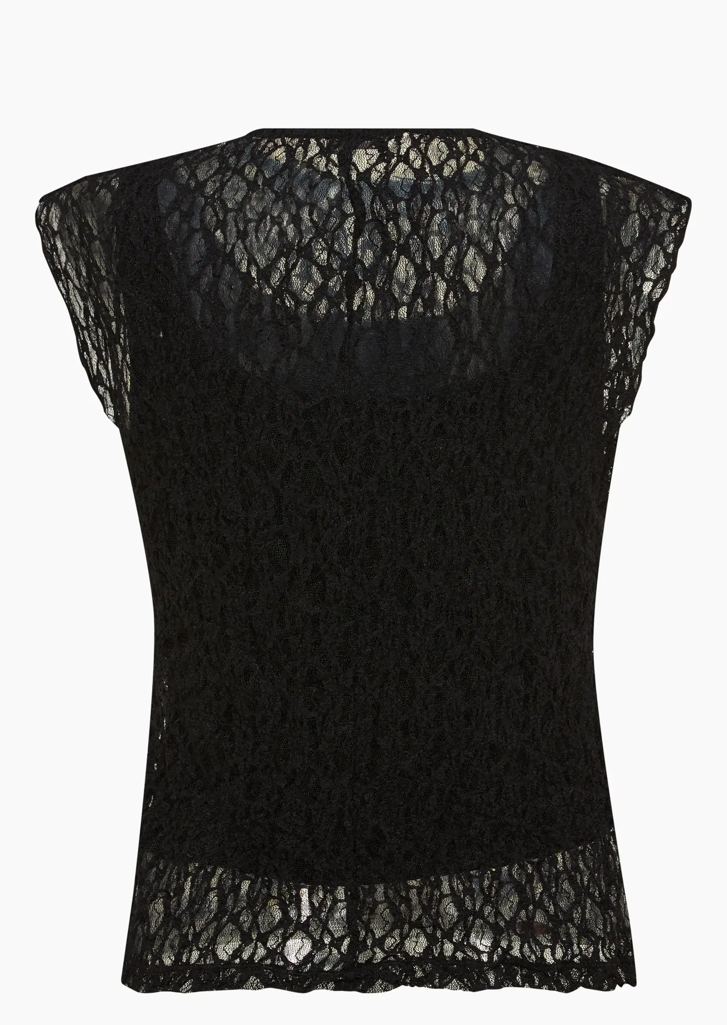 Spitzenshirt im Layering, schwarz