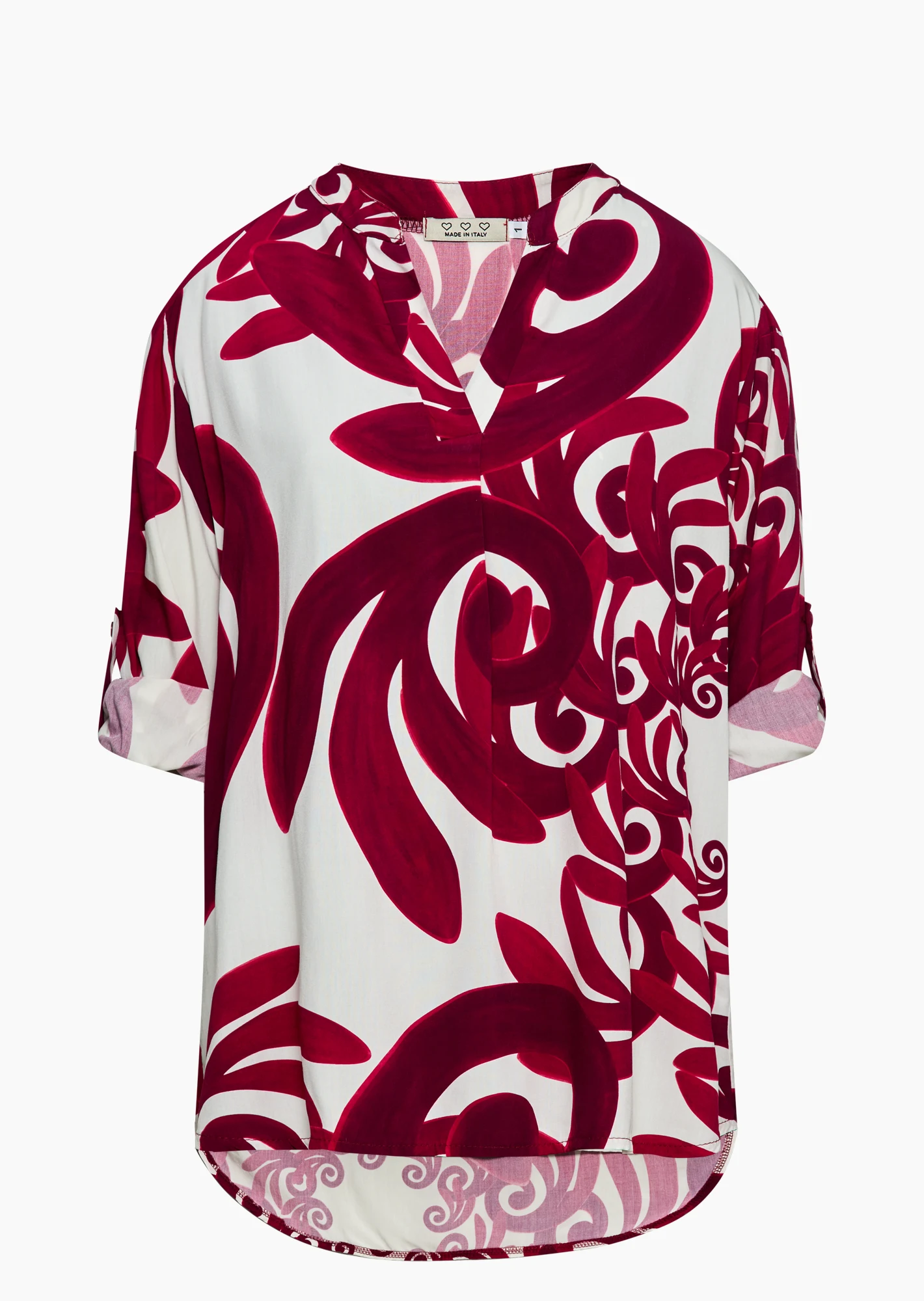 Bluse im Alloverprint, burgund