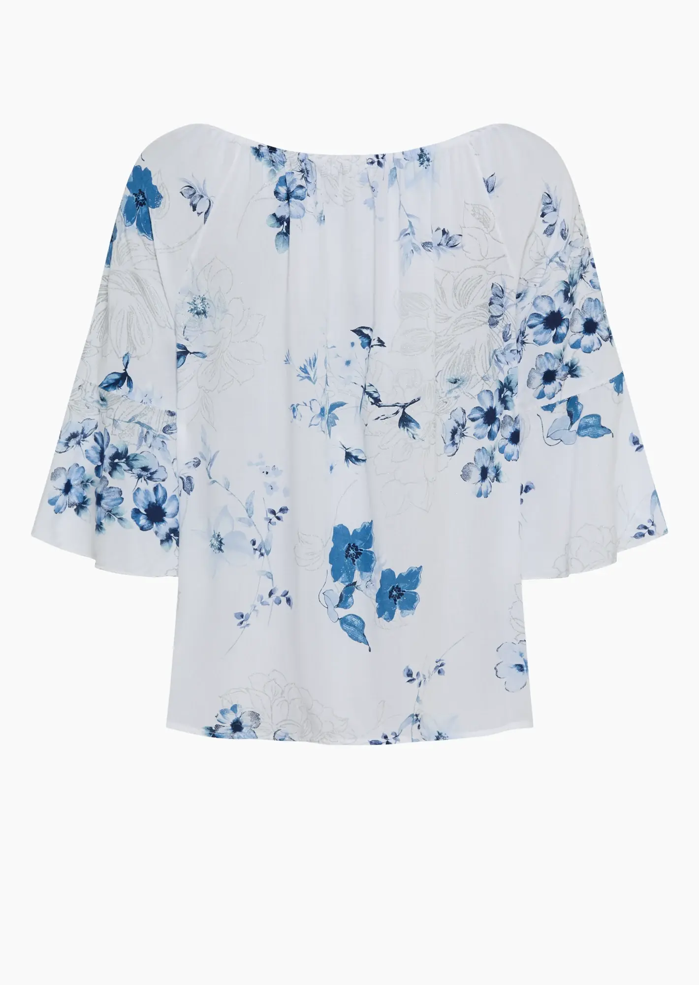 Bluse in A-Linie floral, weiß