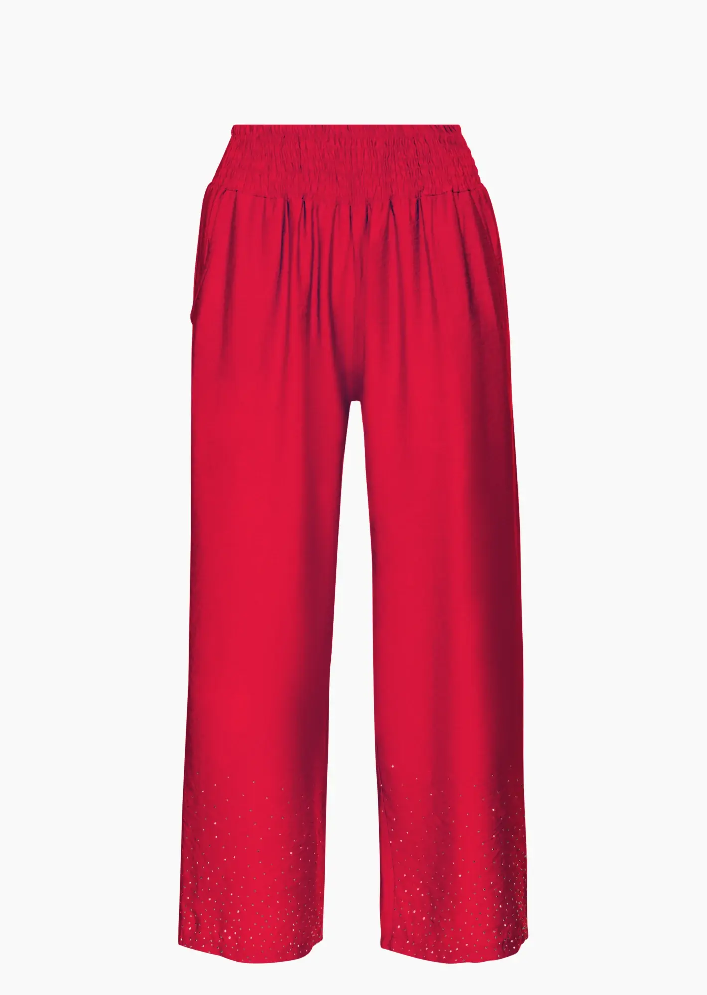 Wide Leg Hose mit dekorativem Saum, tredyrot