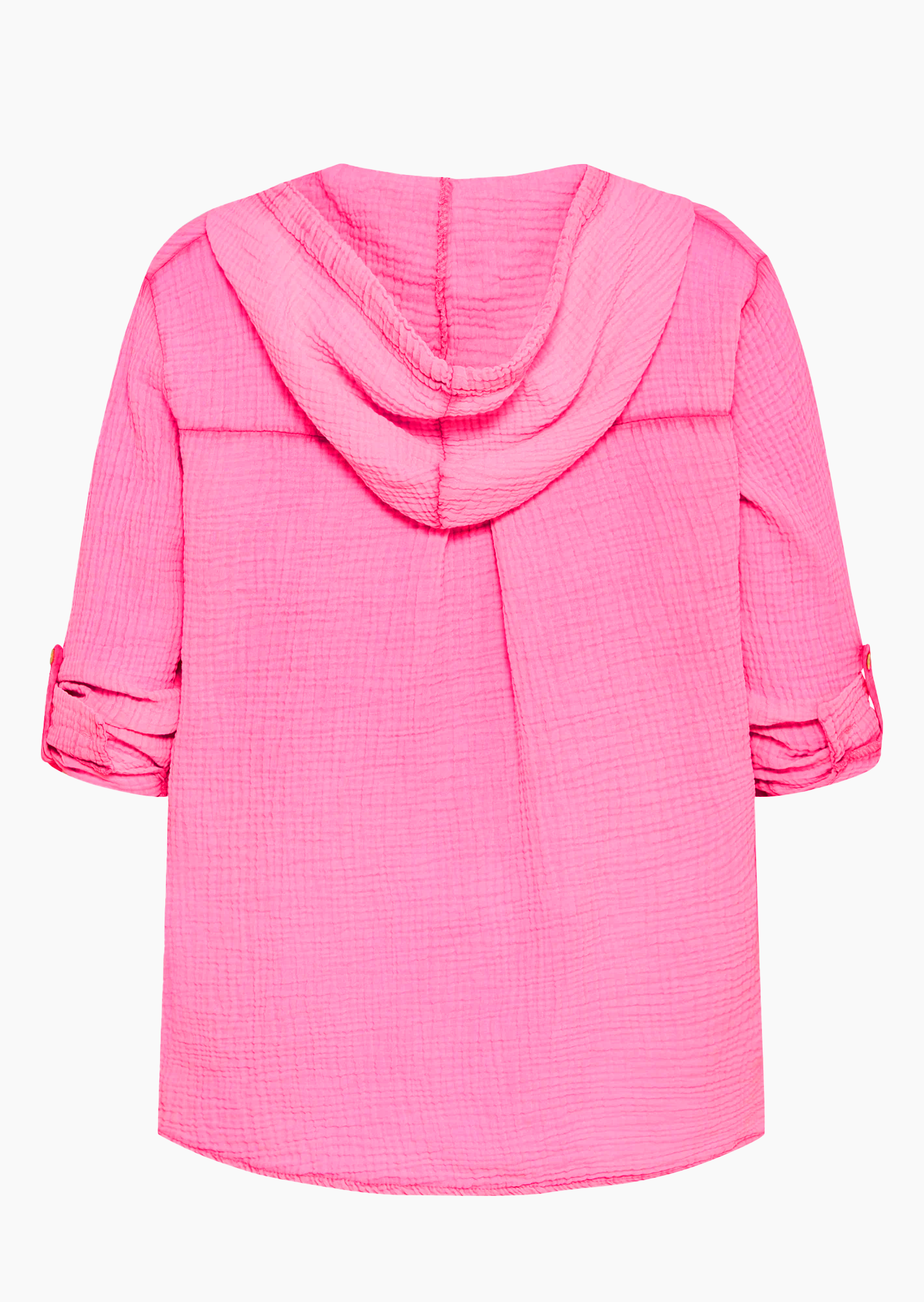 Musselin-Bluse mit Kapuze, neonpink