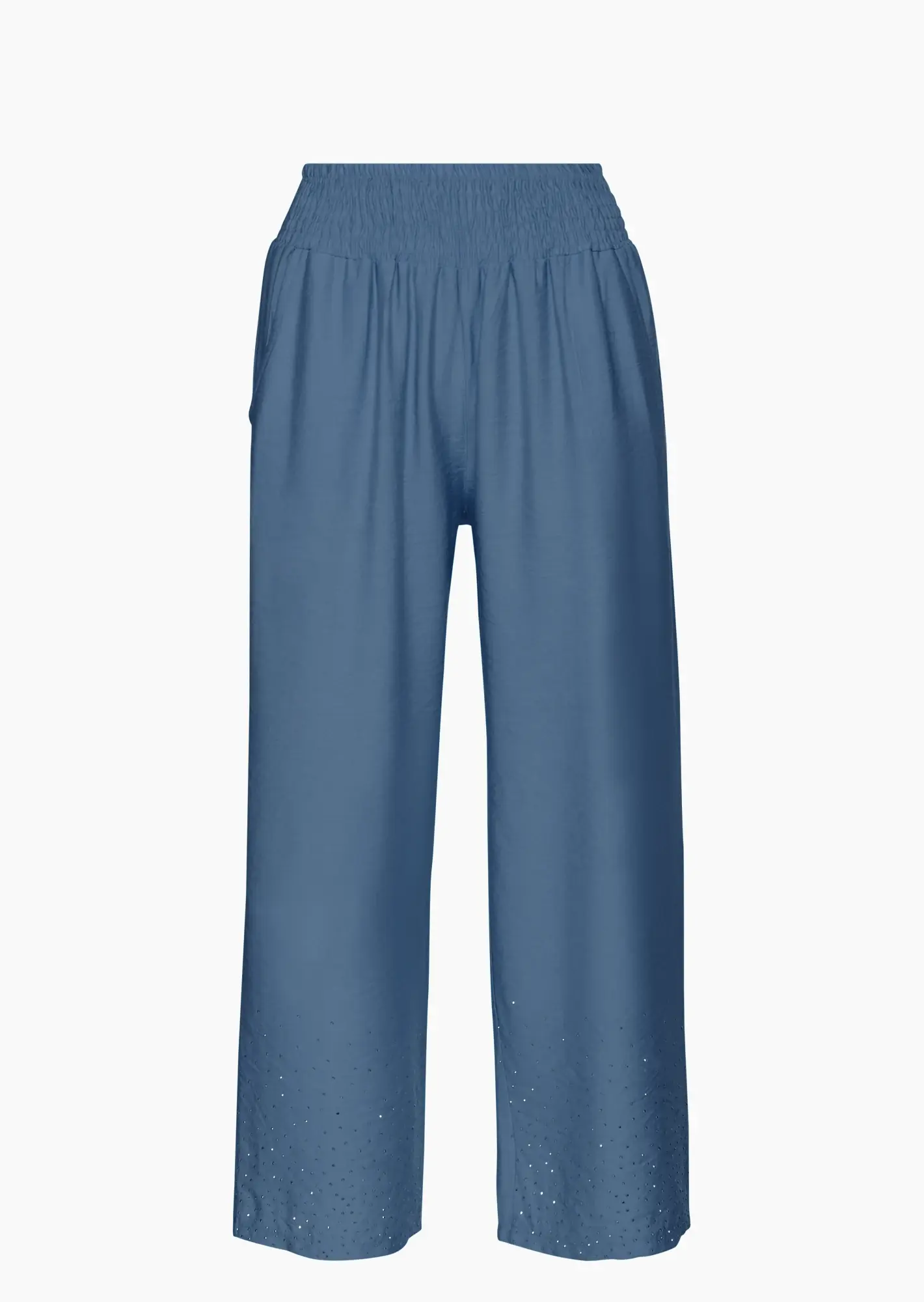 Wide Leg Hose mit dekorativem Saum, blue