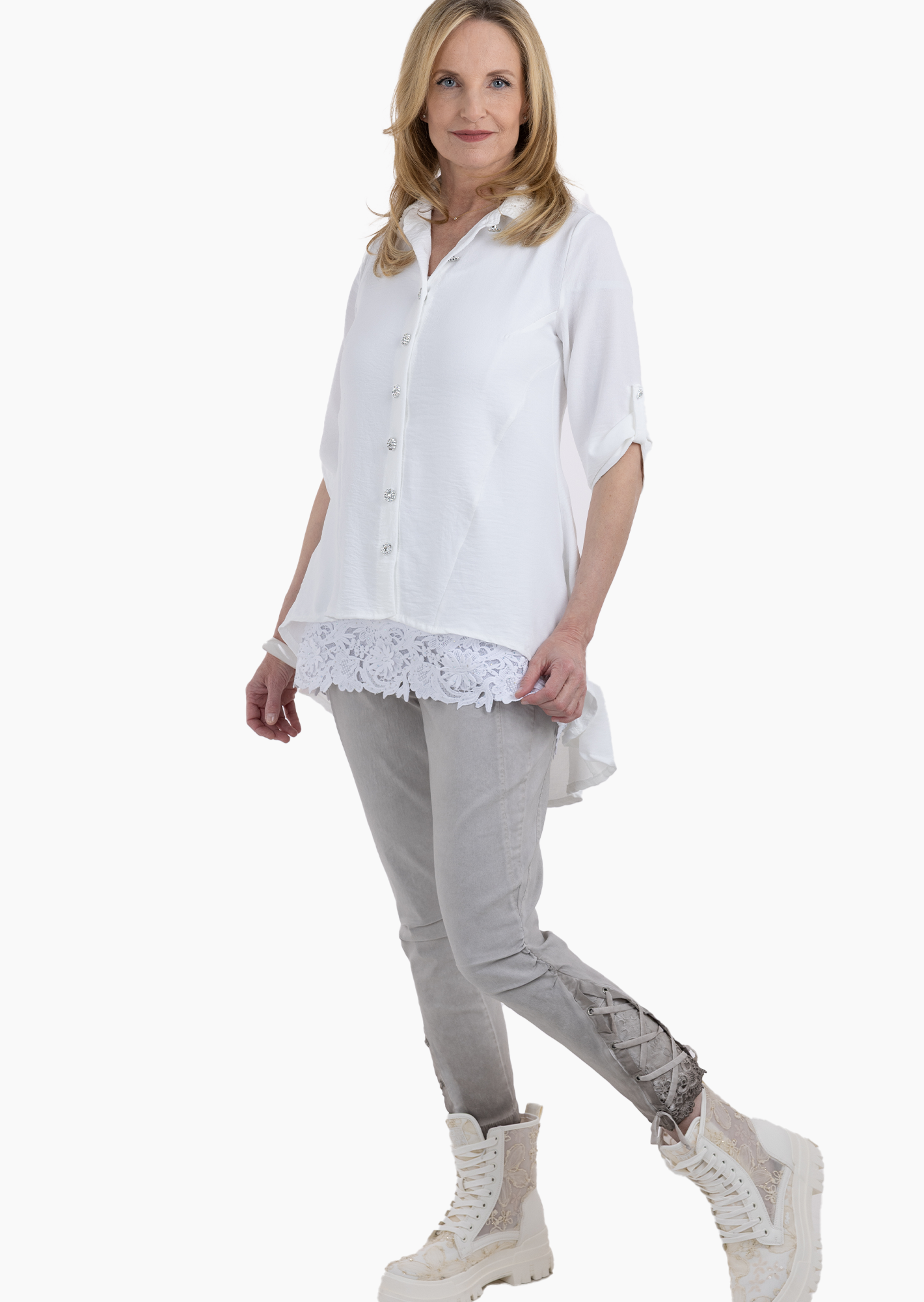 Bengalin-Hose mit verspielten Details, pepper
