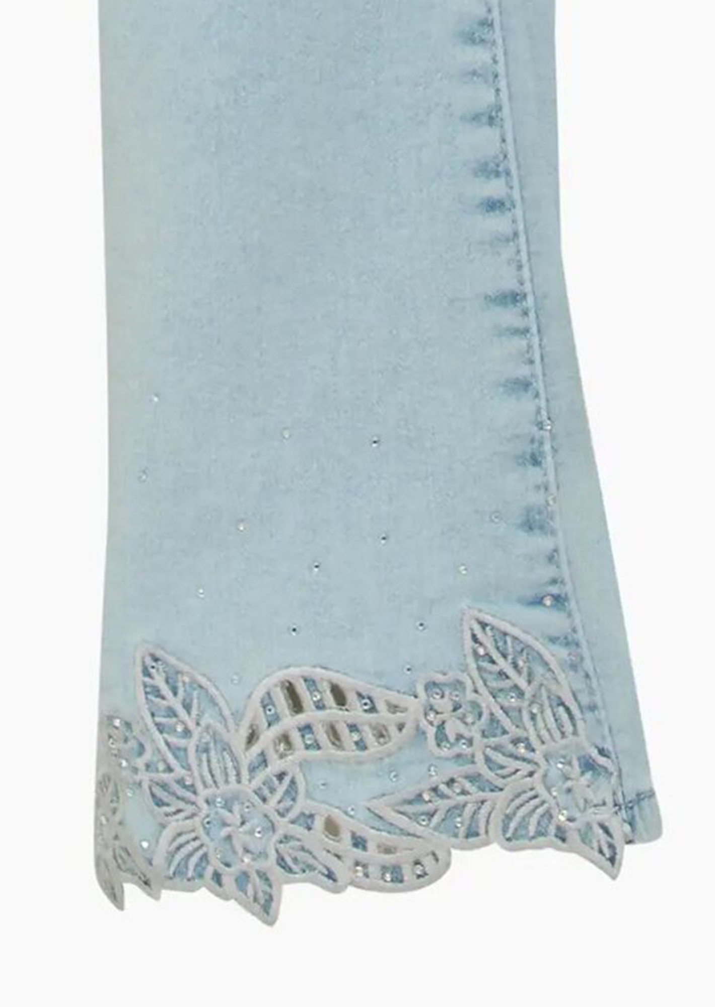 Jeggings im Bootcut-Style mit Stickerei, bleached denim