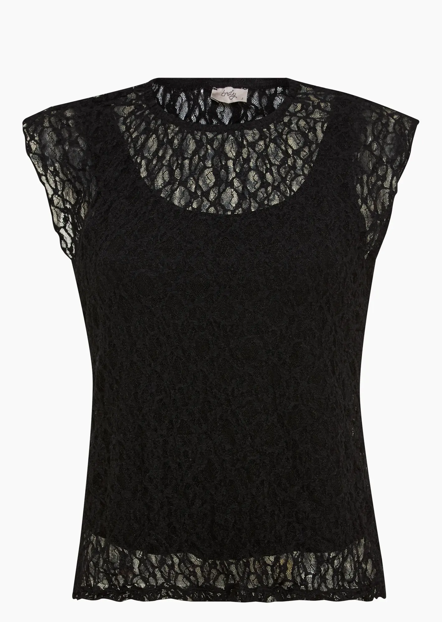 Spitzenshirt im Layering, schwarz