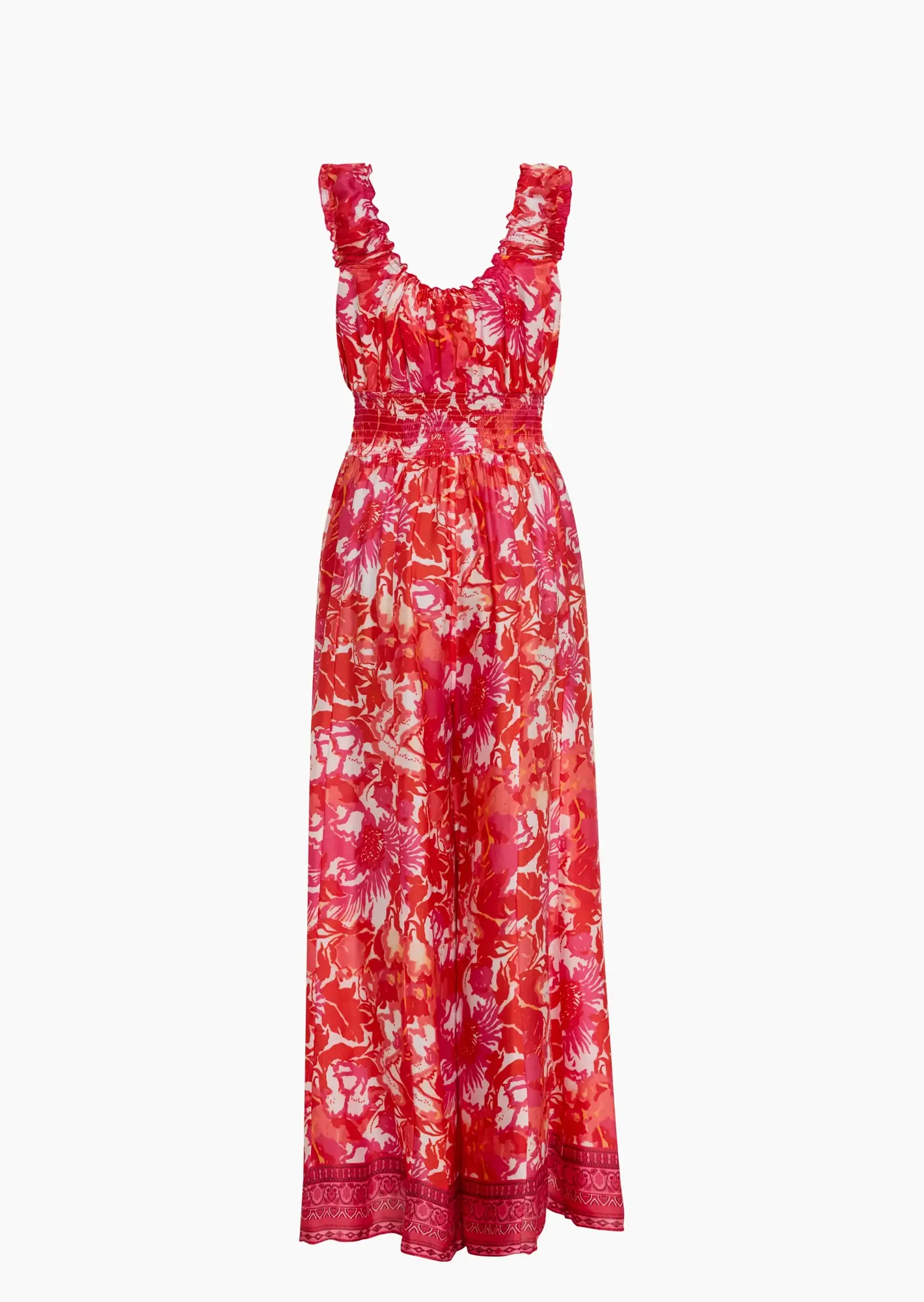 farbenfroher Jumpsuit aus Viskose-Satin, pink
