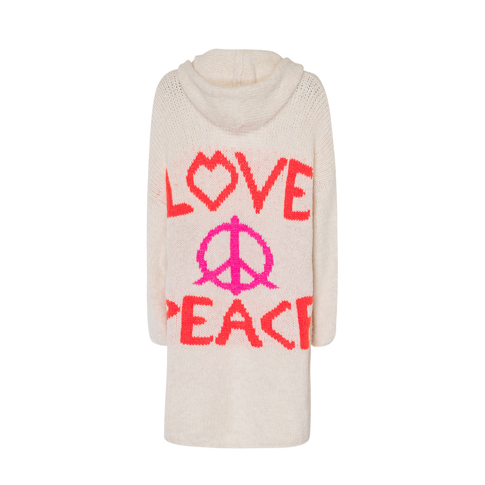 Strickjacke mit Lettering, crema