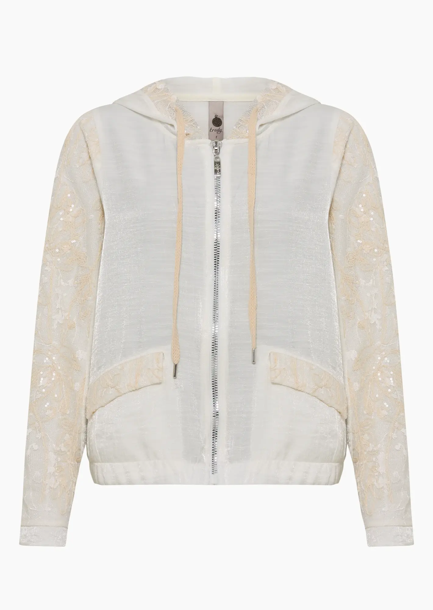 bestickte Jacke mit Zierpailletten, offwhite