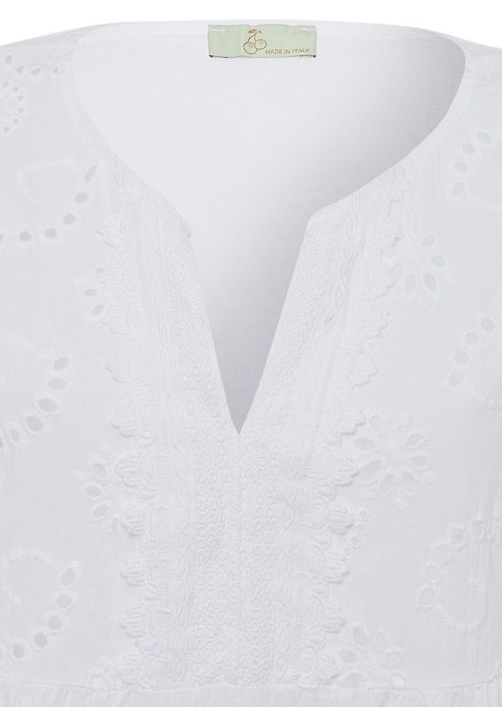 Bluse mit Lochstickerei, weiß