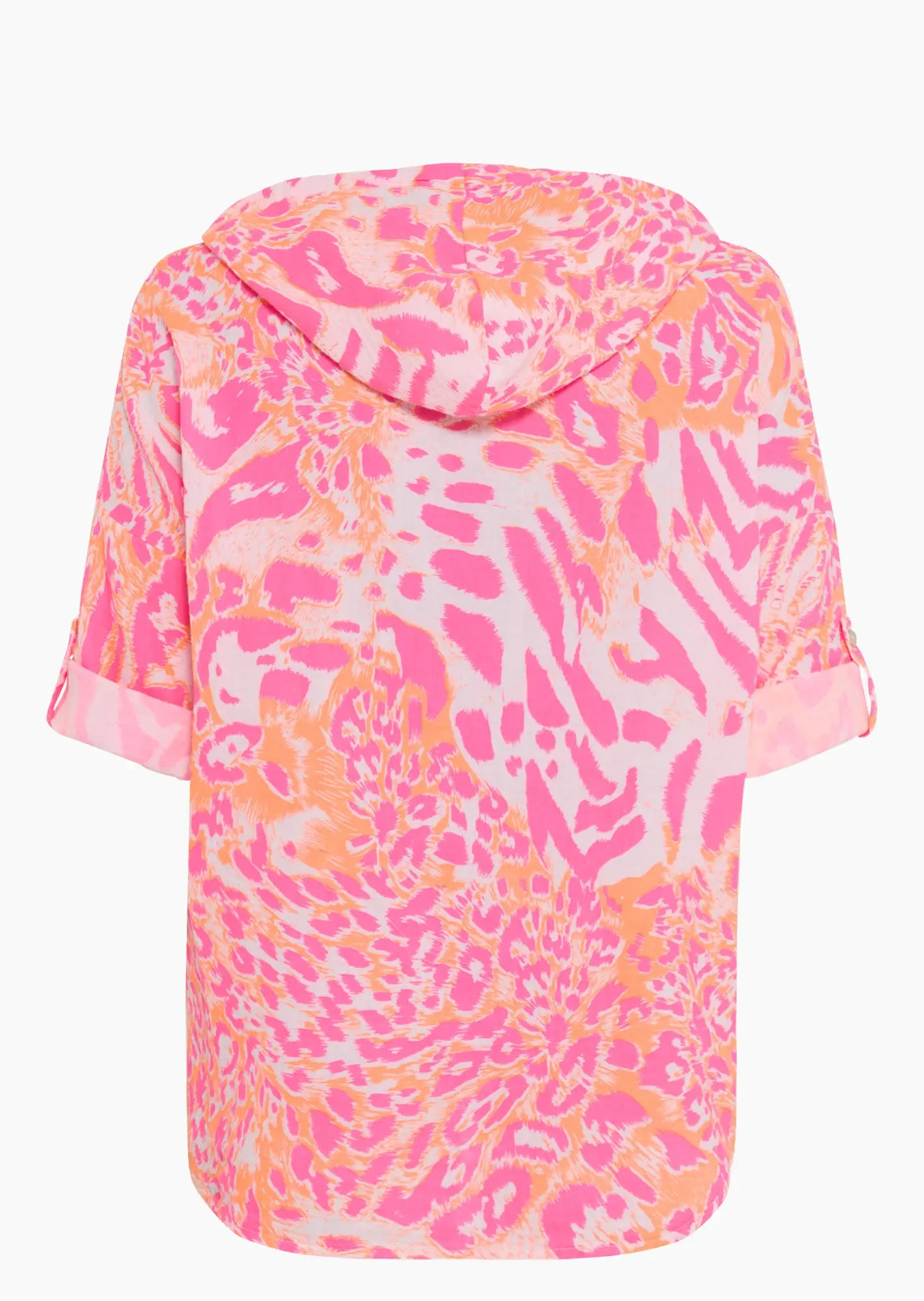 Bluse im Alloverleoprint, neonpink