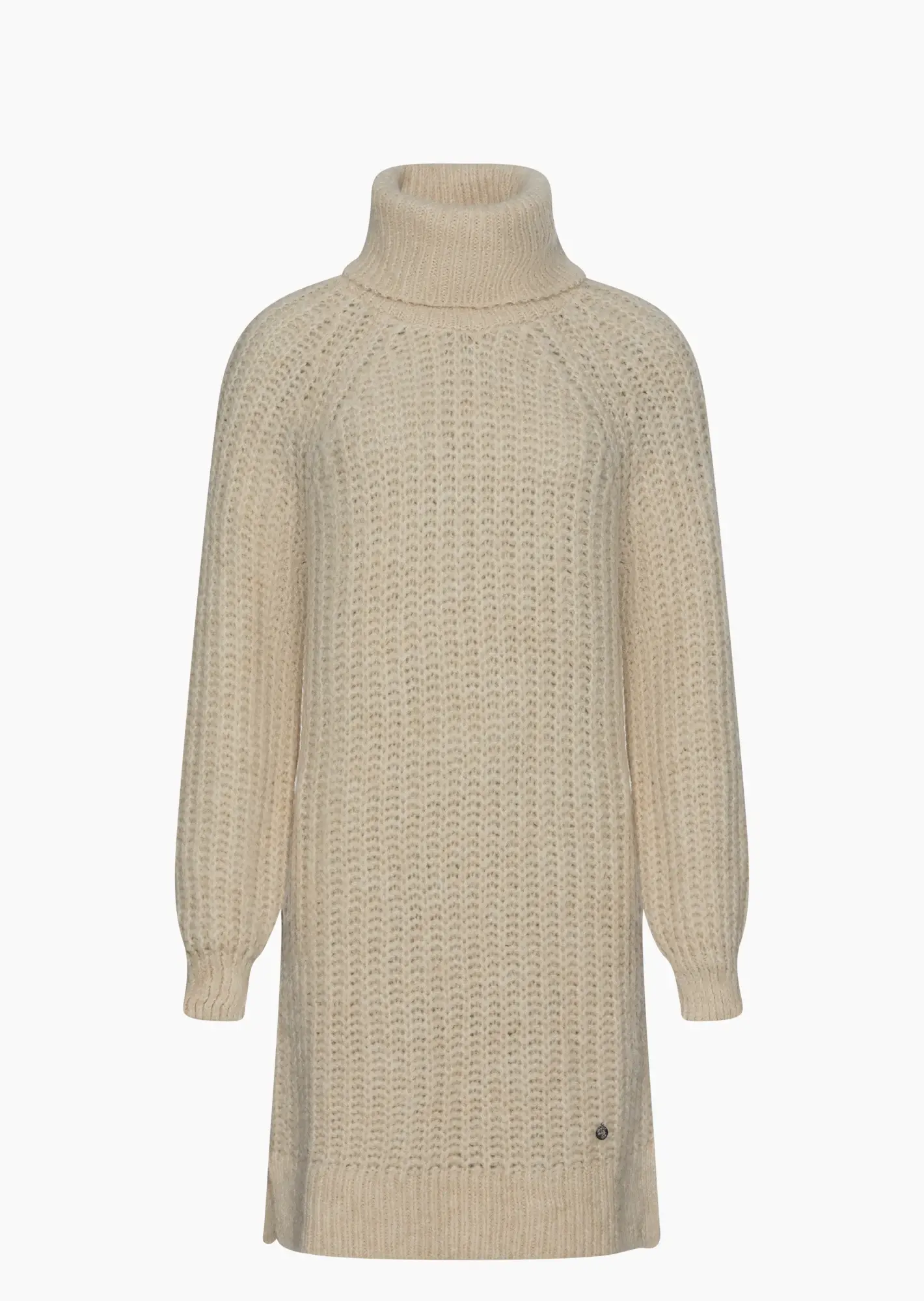 Strickpullover mit Rollkragen, crema