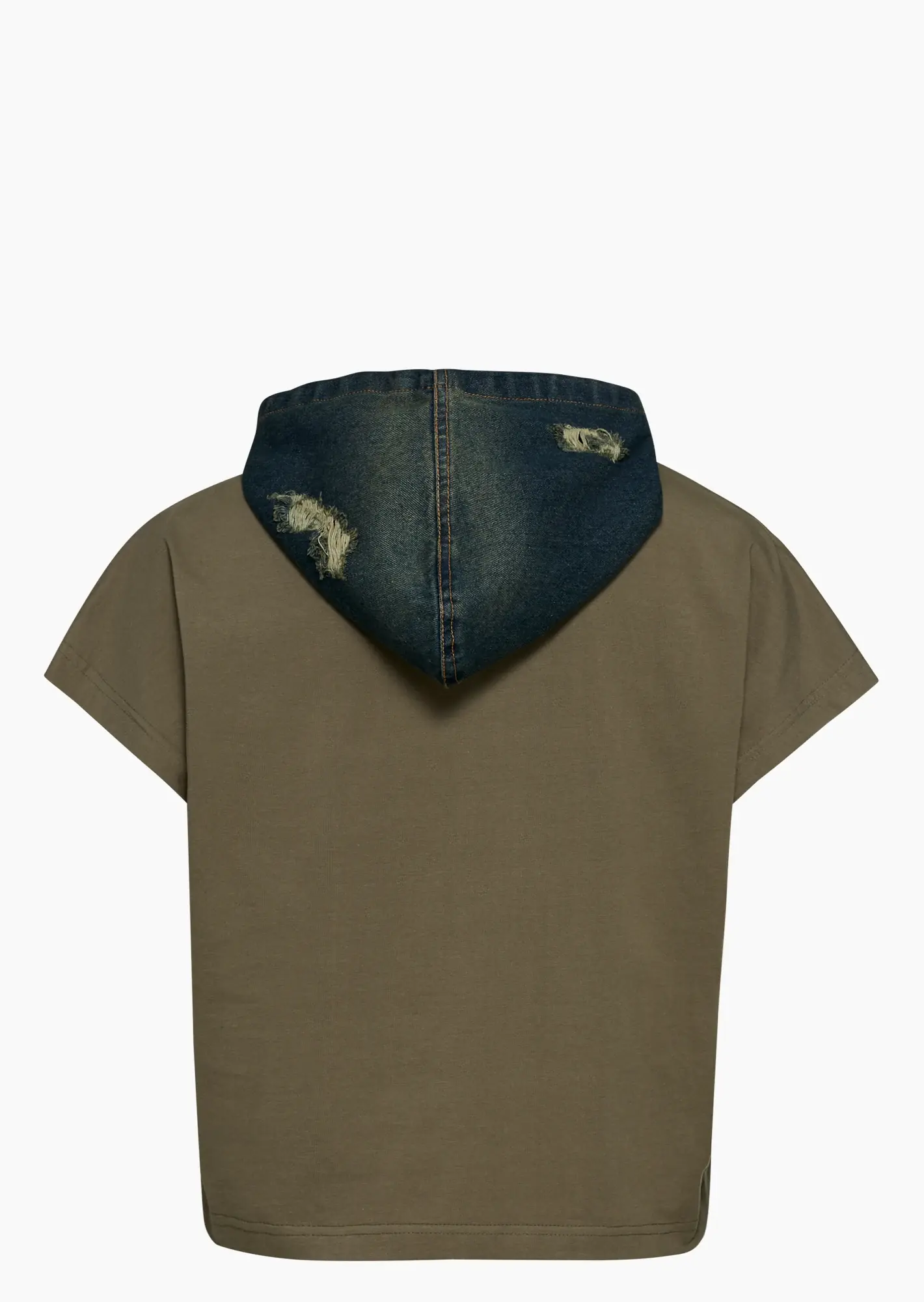 Shirt mit Denim & Loch-Optik, oliv