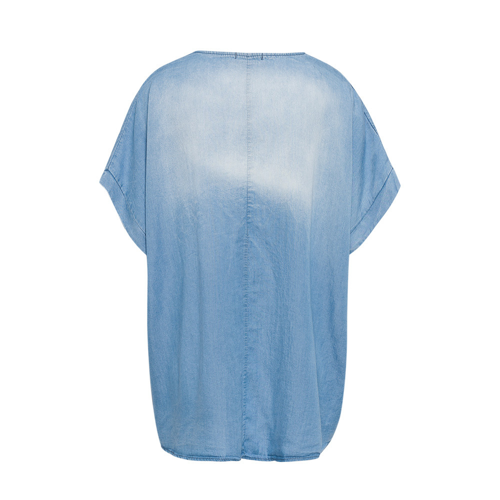 Bluse 'Kleeblatt', bleached denim