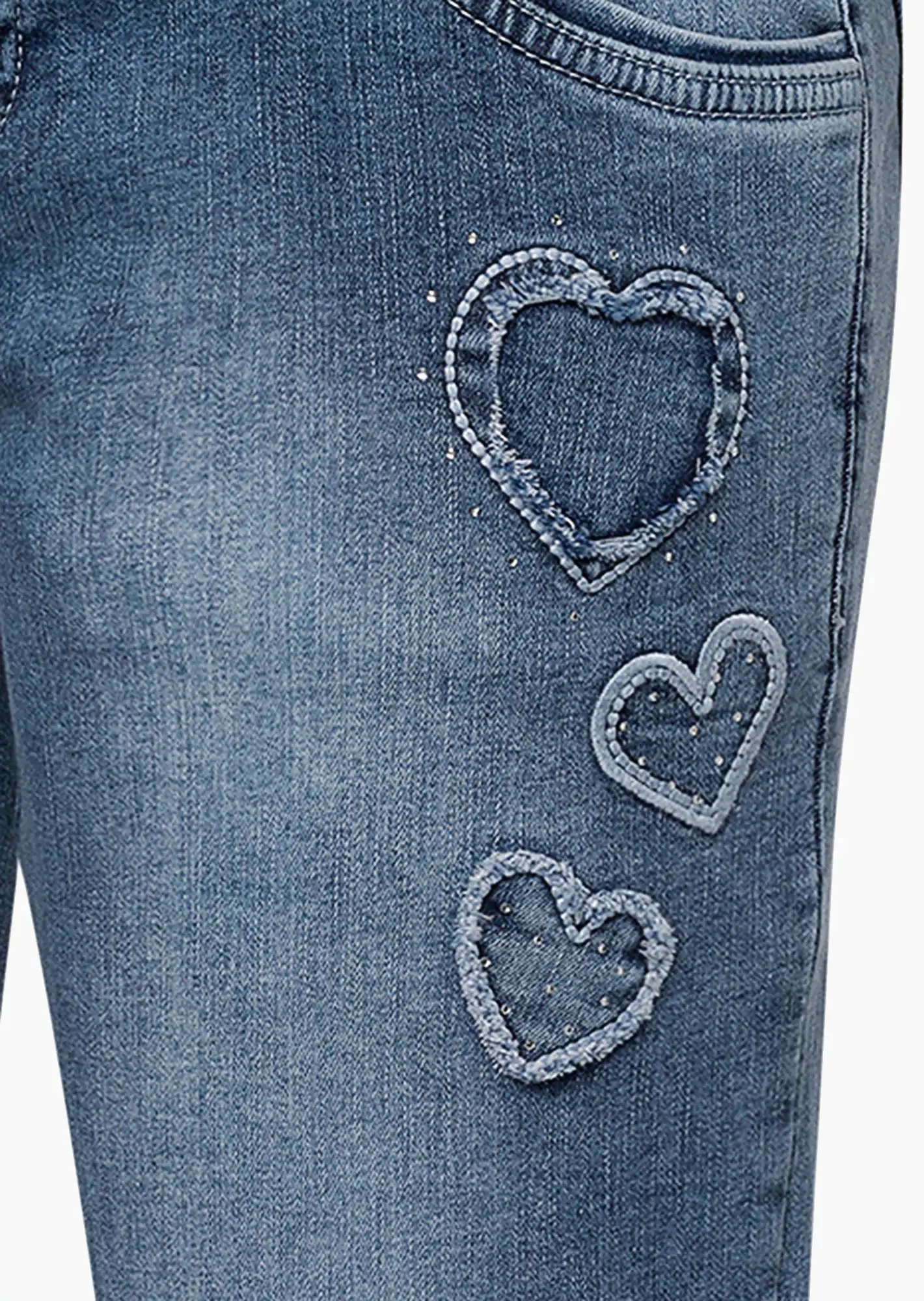 Jeans mit Herzen kurz, blue denim