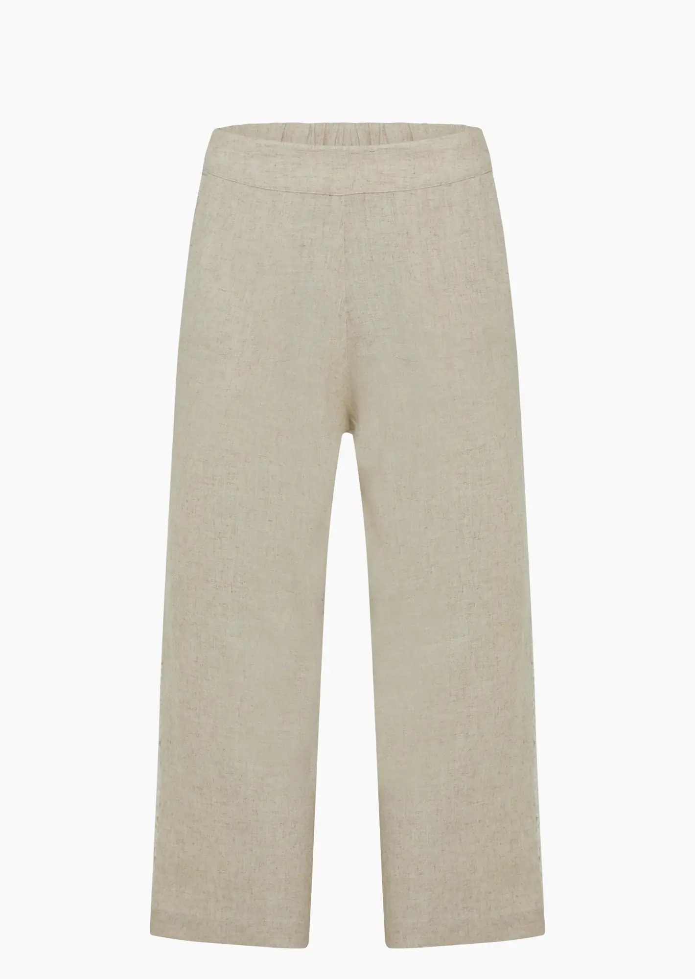 Leinenmixhose mit Häkelspitze, sand-melange
