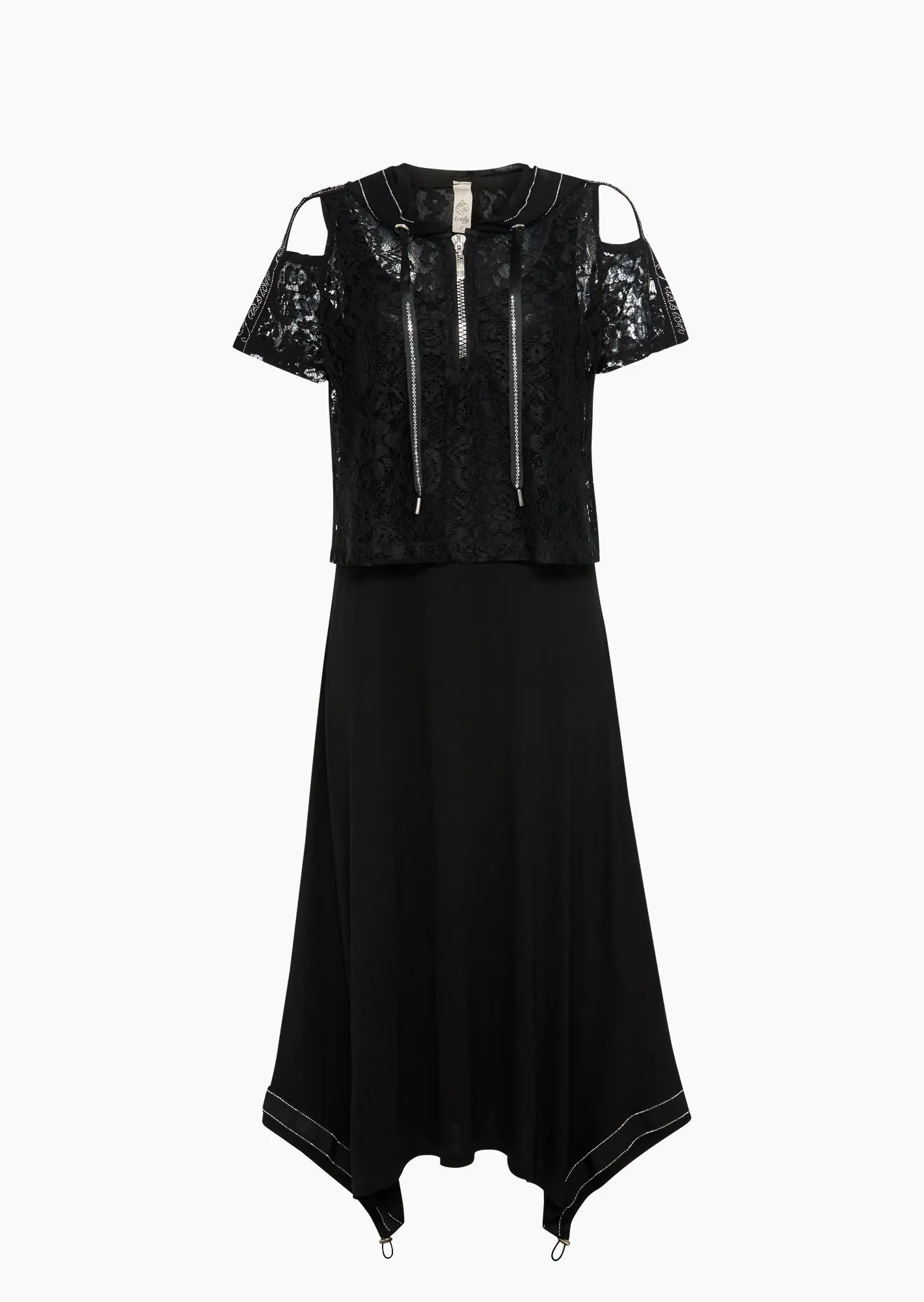 2 in 1 Kleid mit Spitze, schwarz