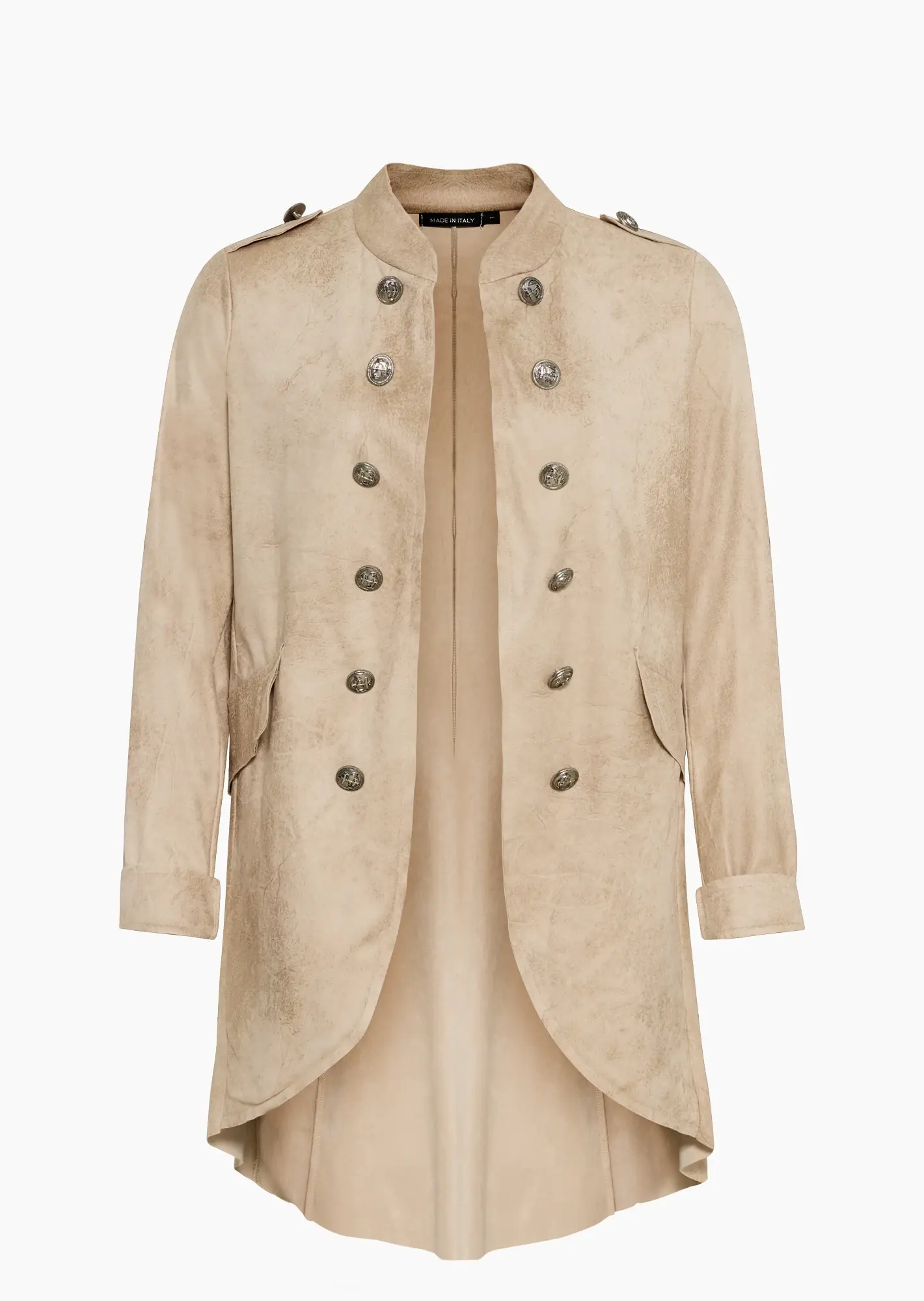 Military-Blazer in Leder-Optik, crema