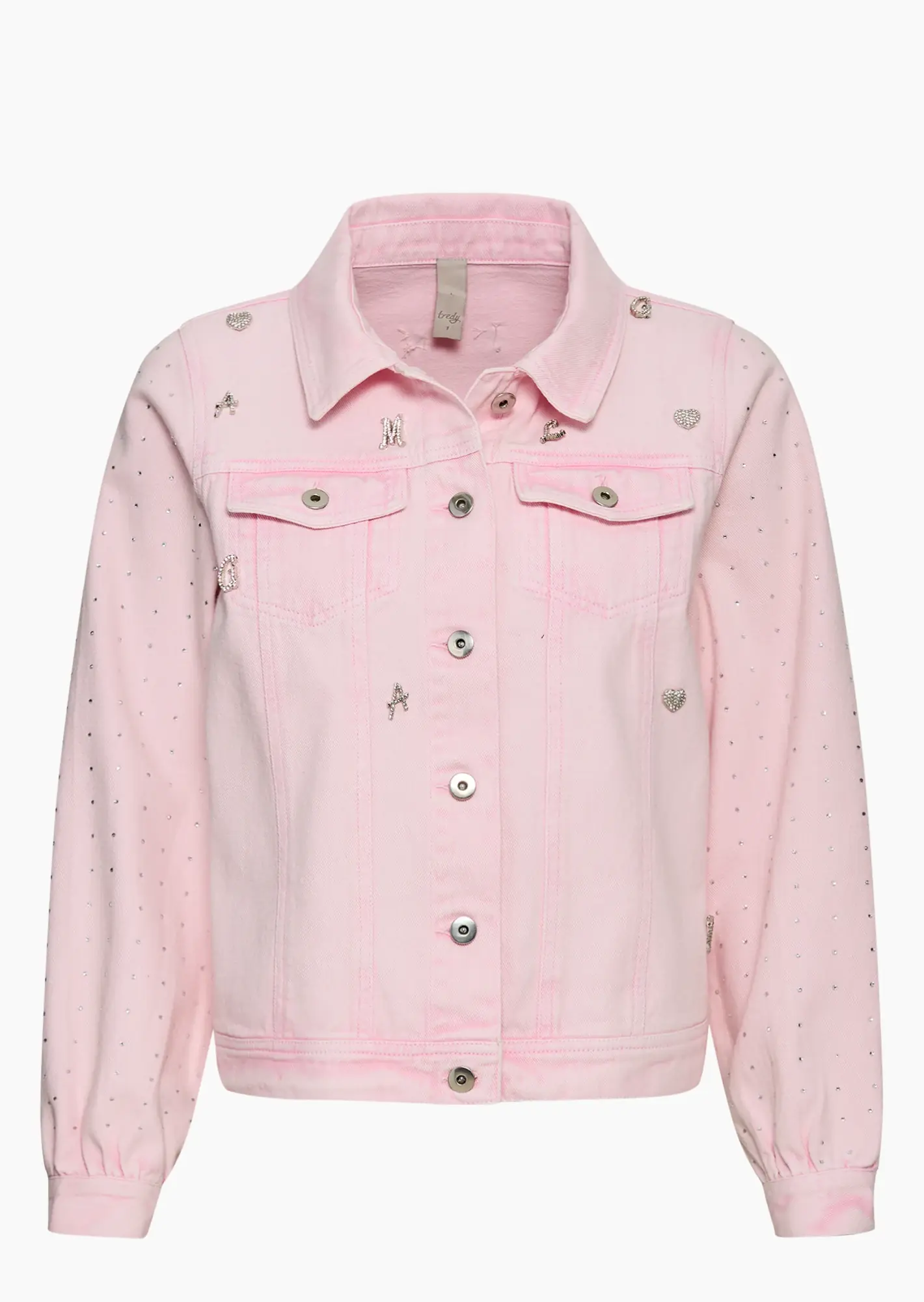 Jeansjacke 'GLAM' mit Glitzereffekten, mandelblüte
