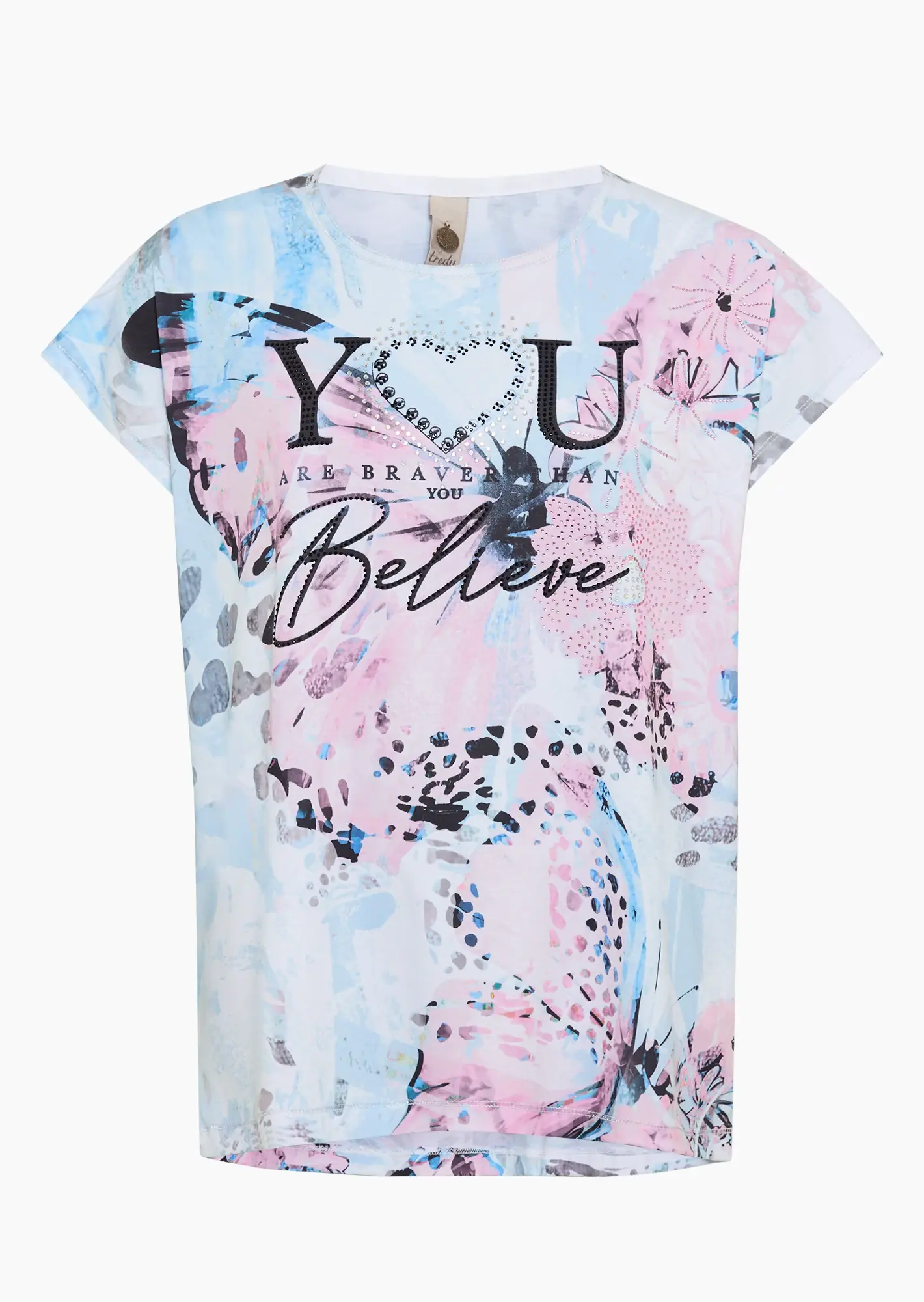 Shirt im Alloverprint mit Statement, mandelblüte