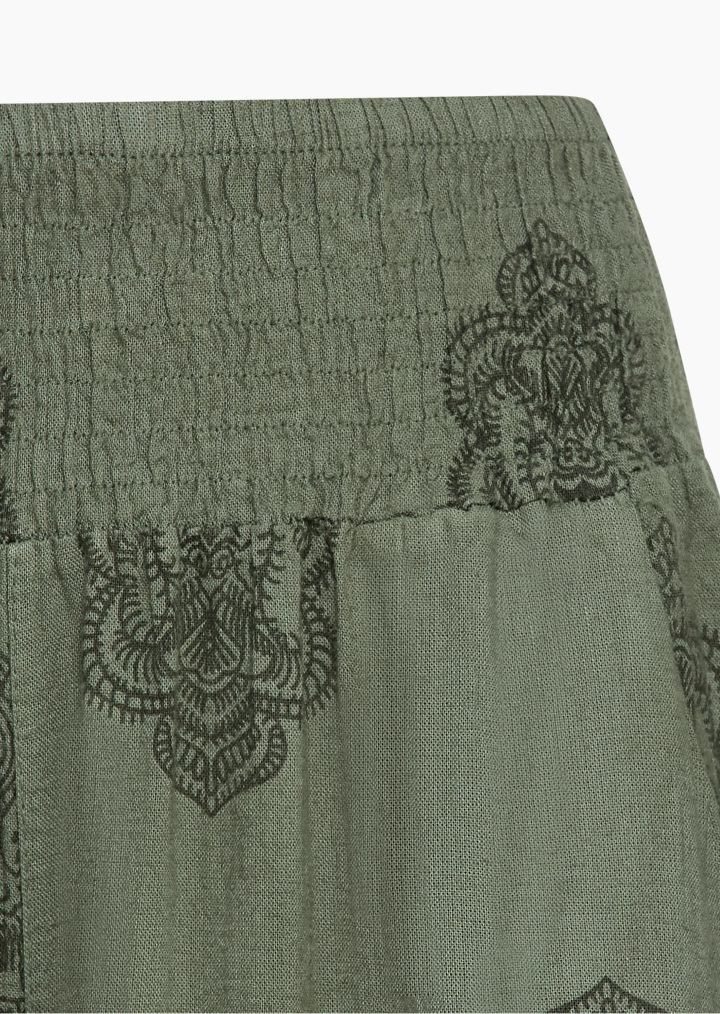 Leinenhose mit Ornamenten, khaki