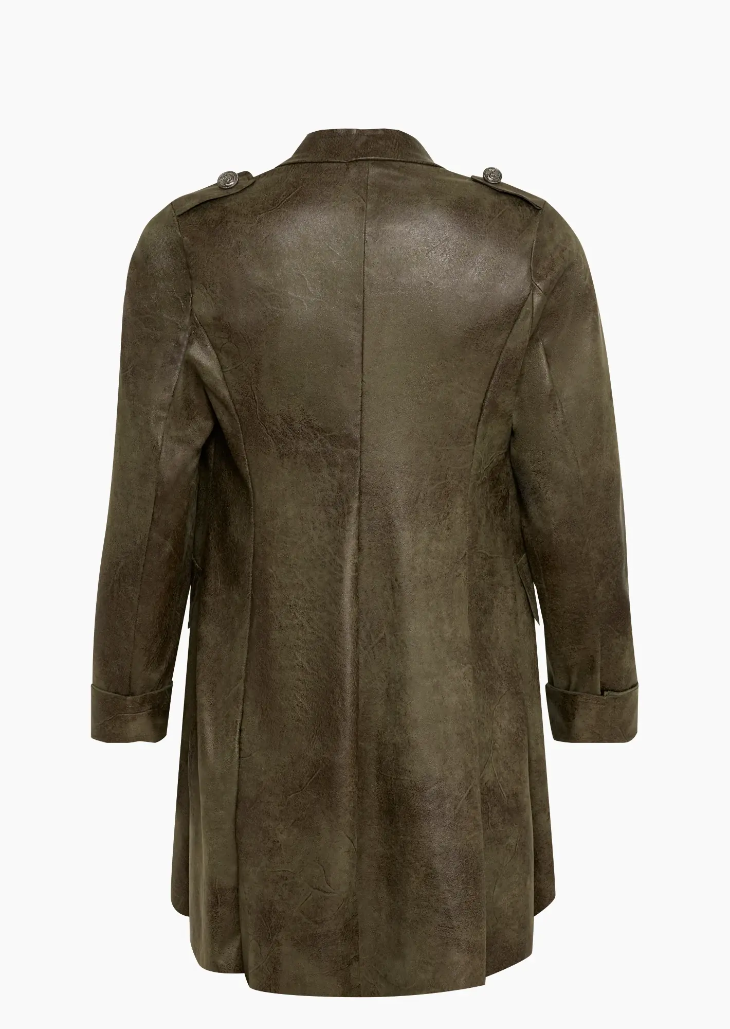 Military-Blazer in Leder-Optik, oliv