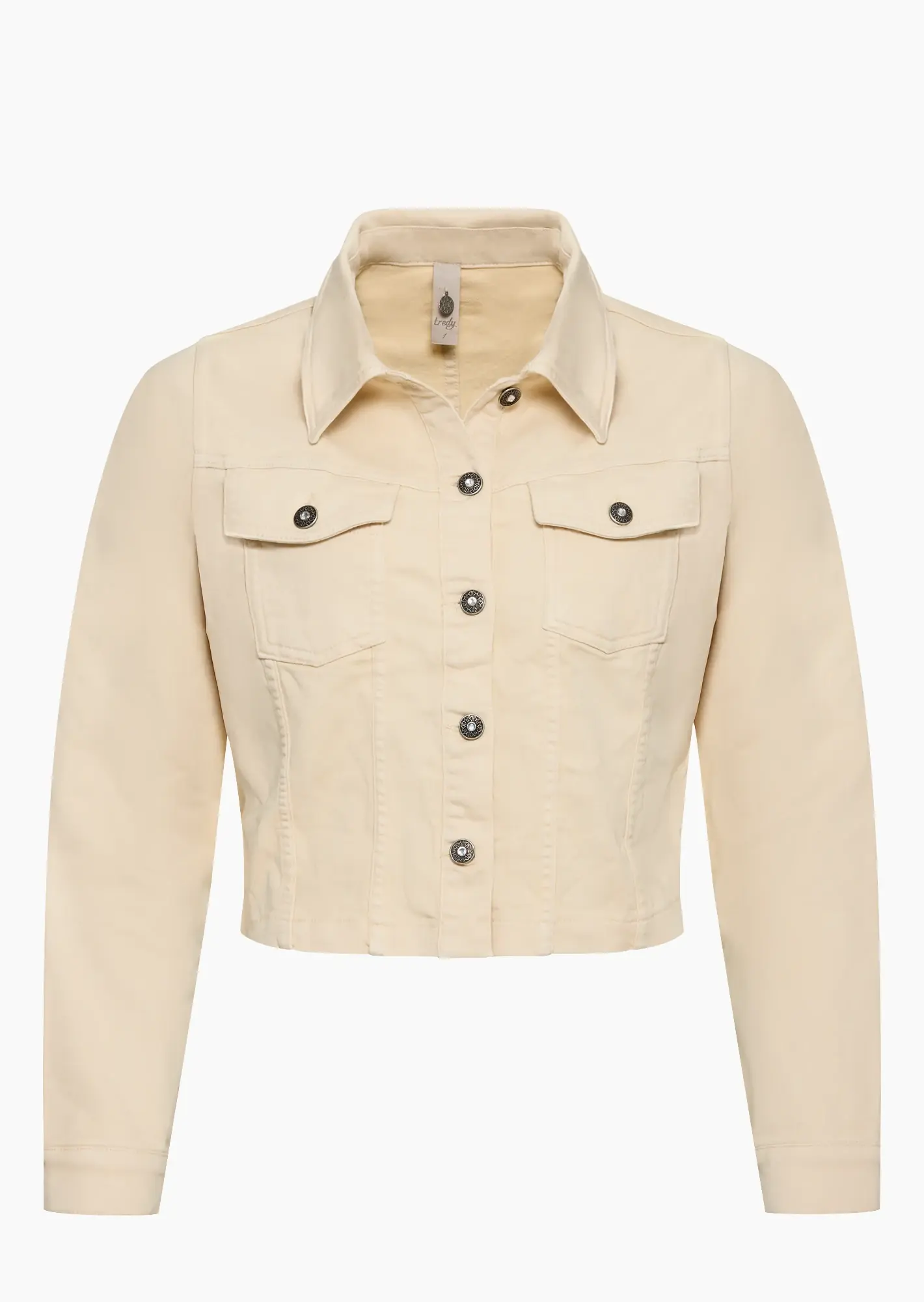 Jeansjacke mit Glitzerverzierung, crema