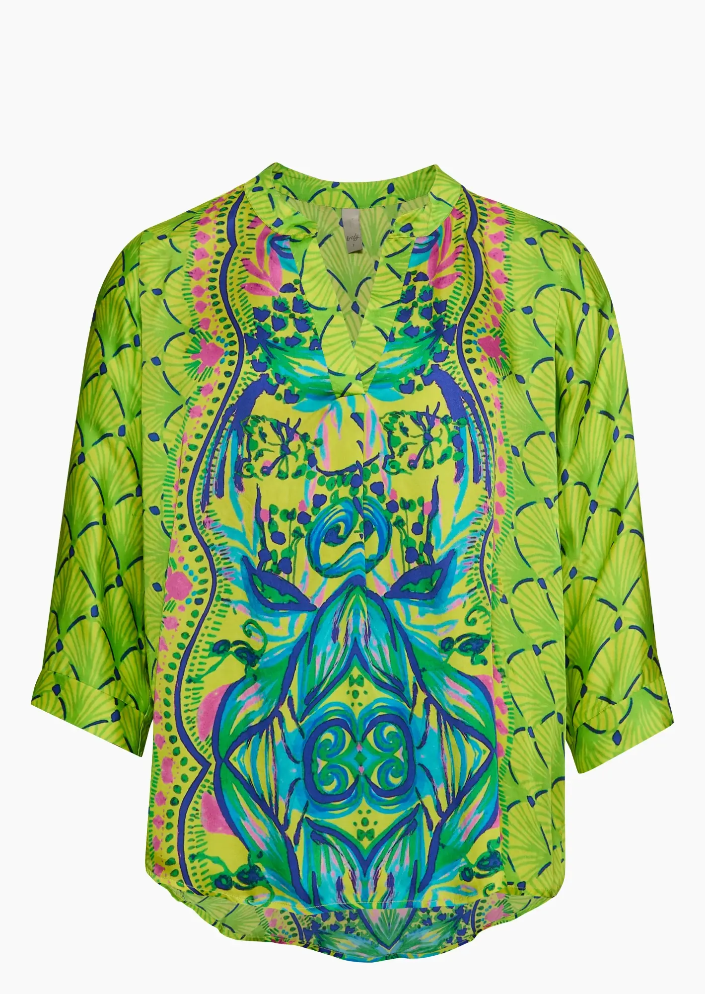 Bluse im Alloverprint, gelb