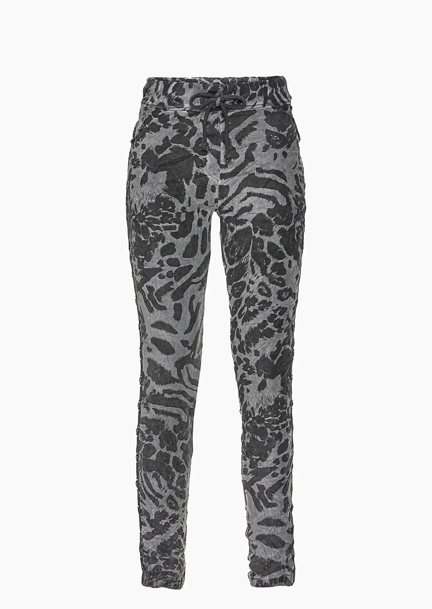 Joggpant in Animal-Optik, grau