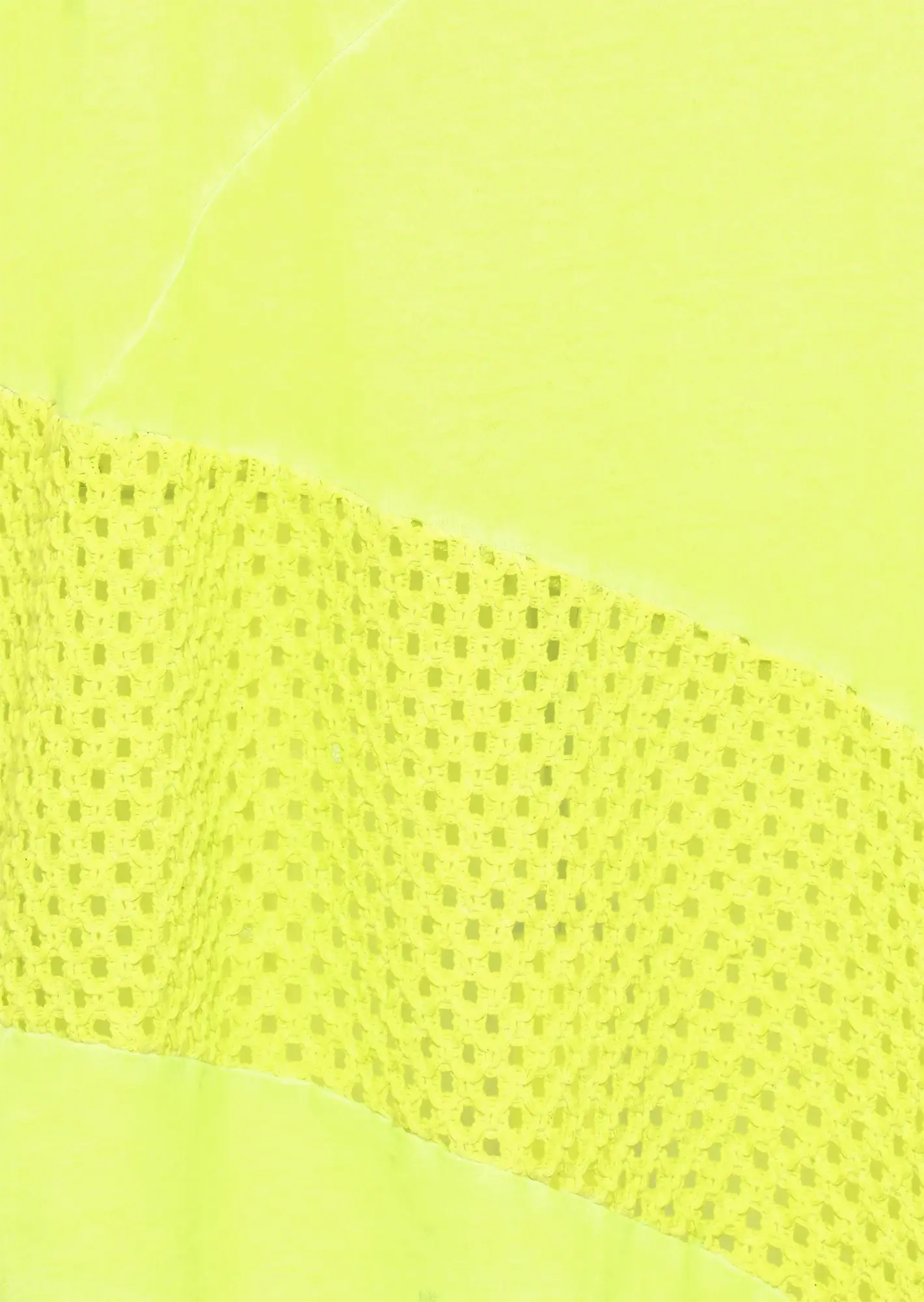 asymmetrisches Baumwoll-Shirt mit Häkeldetails, neongelb