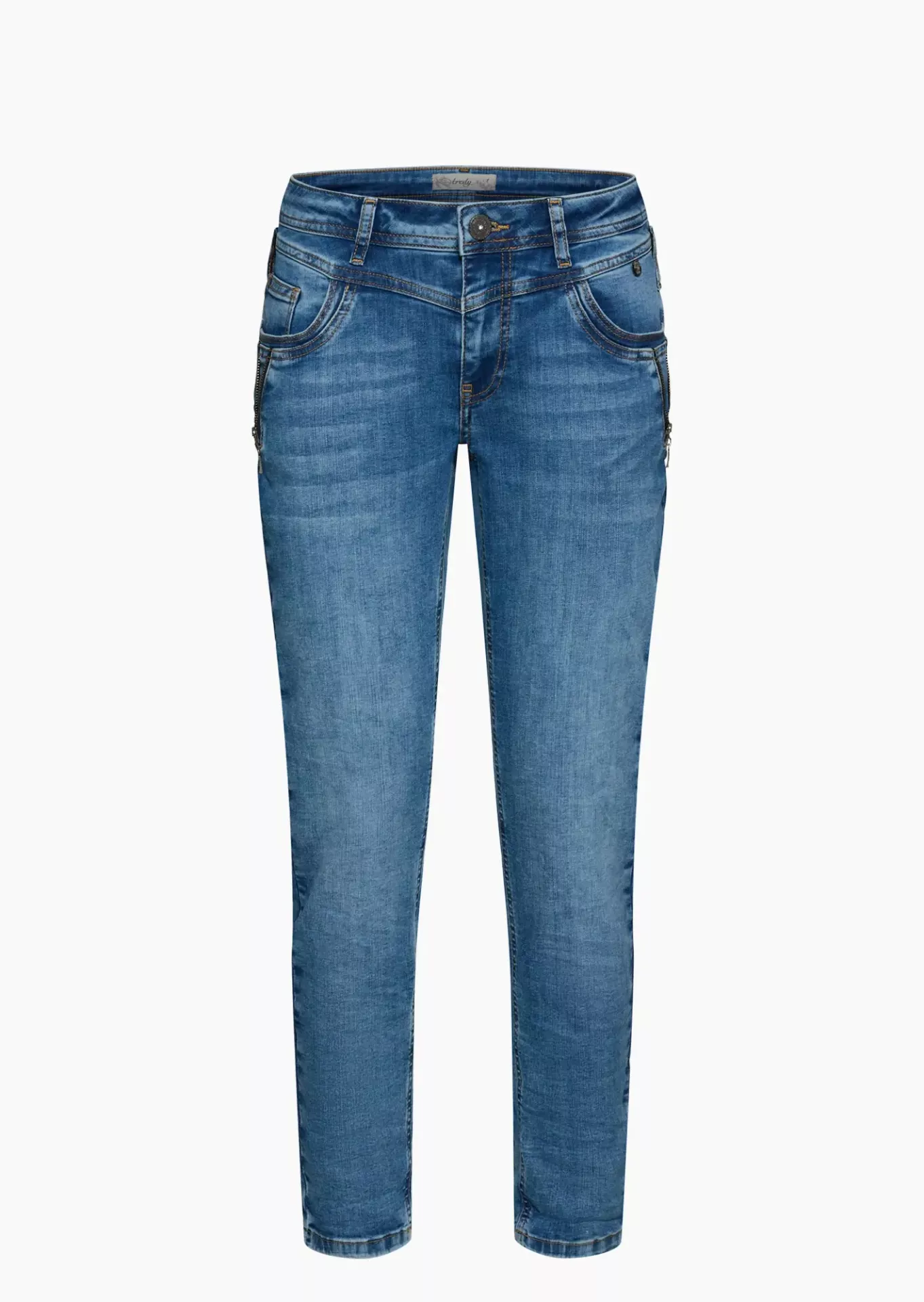 Doppelbundjeans mit Reißverschlüssen, light blue denim