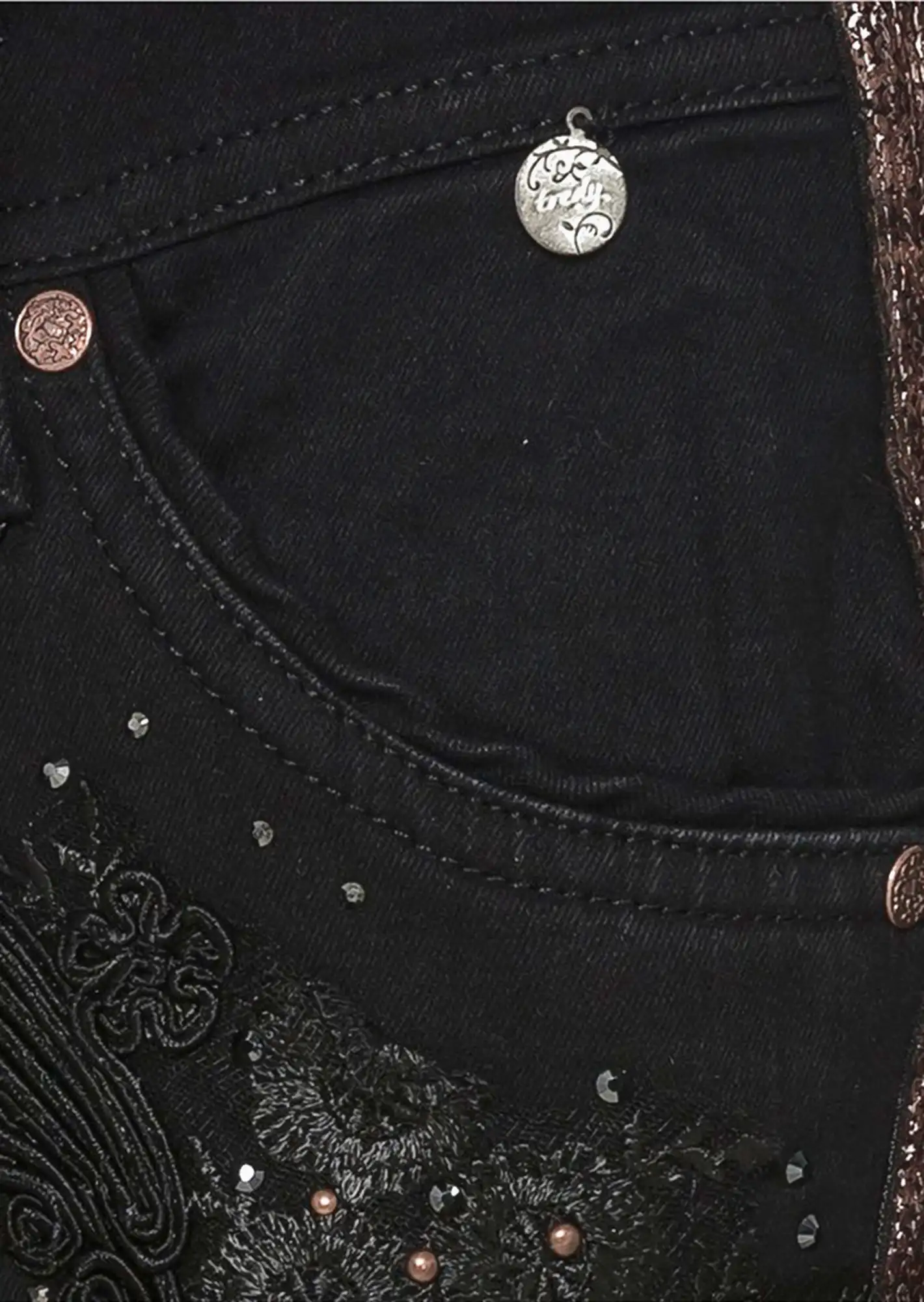 Hose mit Spitzen-Patch, schwarz