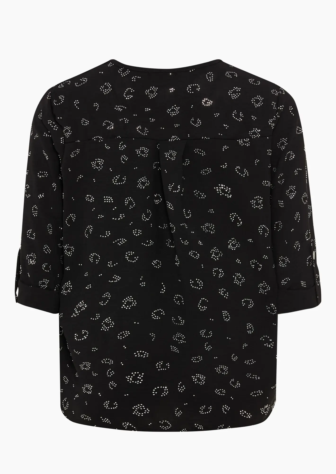 Bluse mit Ziersteinleomuster, schwarz