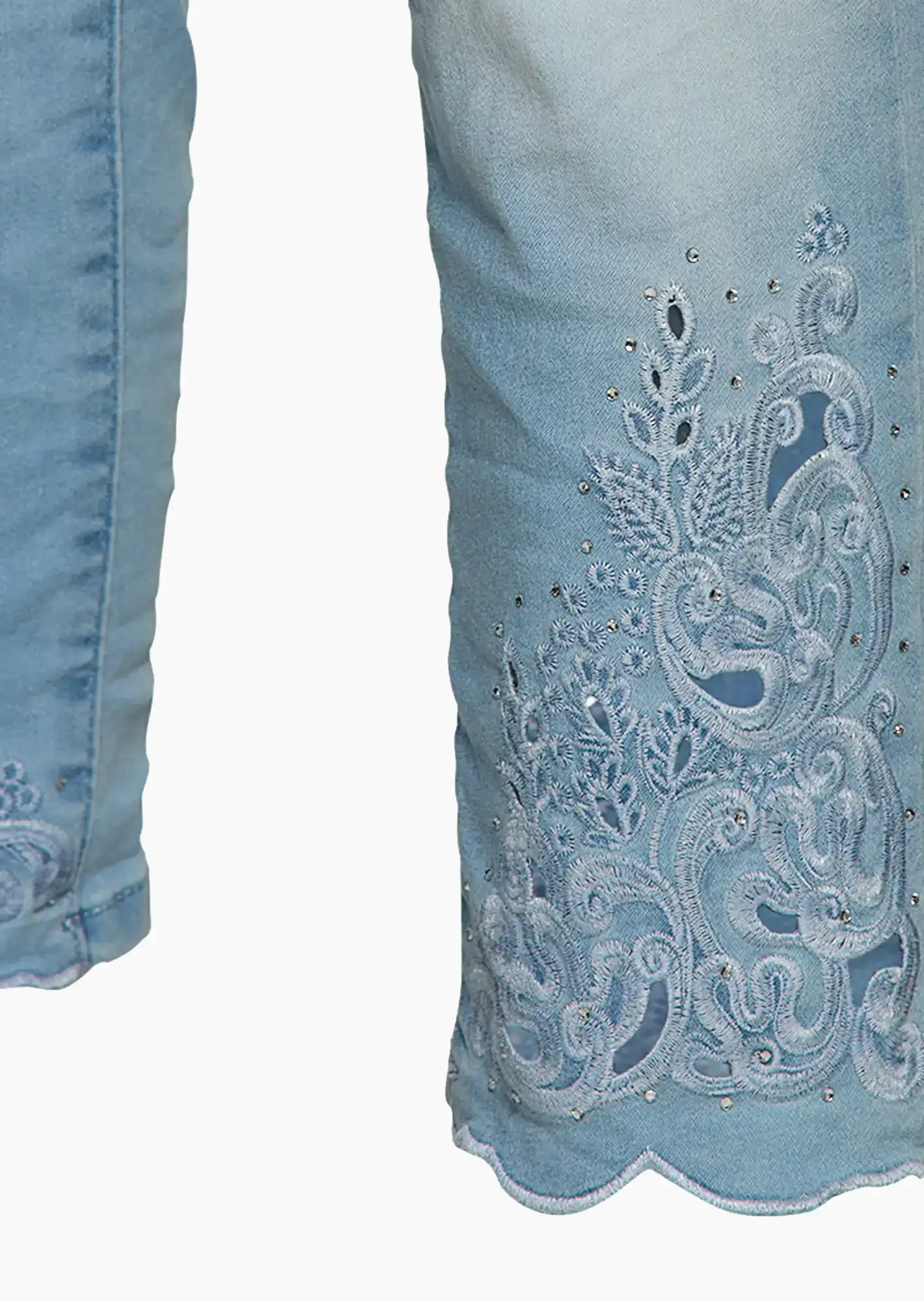 Jeggings floral, light blue denim