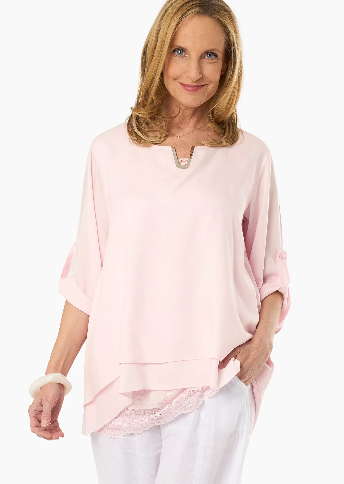 Bluse im Lagenlook, mandelblüte