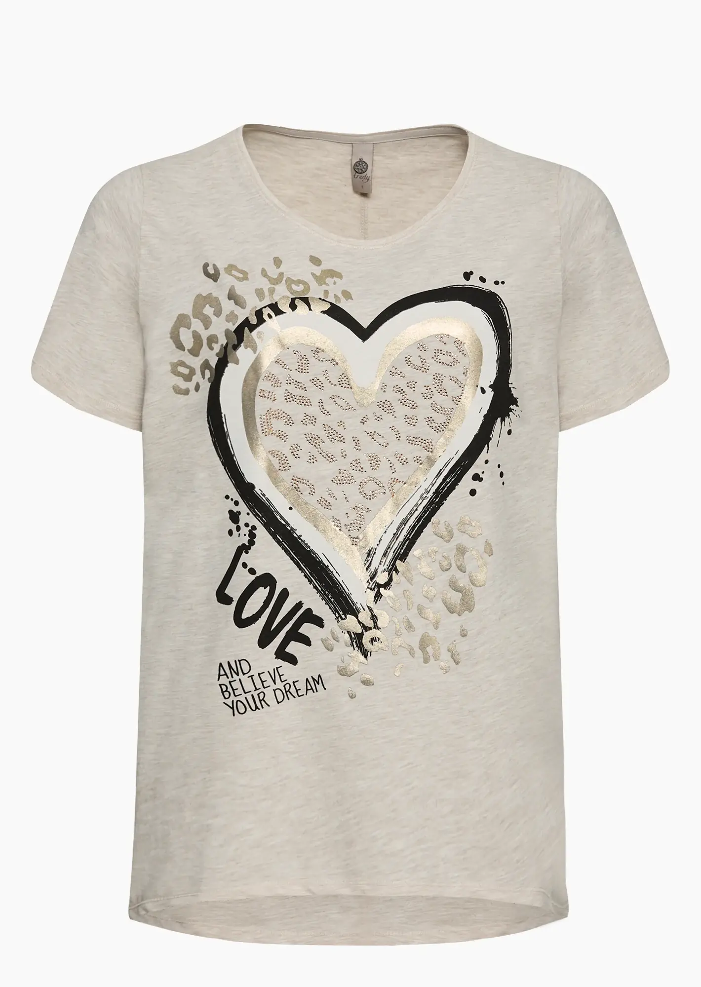 Shirt mit Animalprintdetails & Glitzer, sand-melange