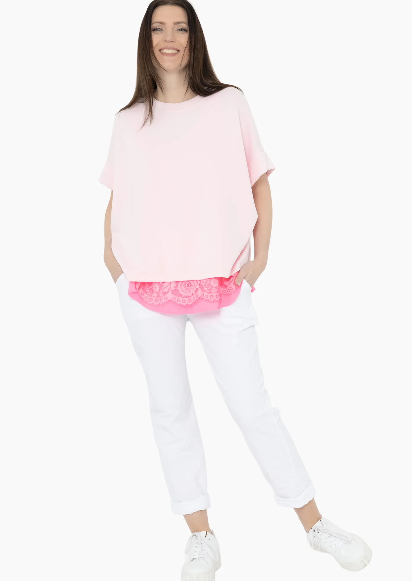 oversized Sweatshirt mit kurzen Ärmeln, mandelblüte